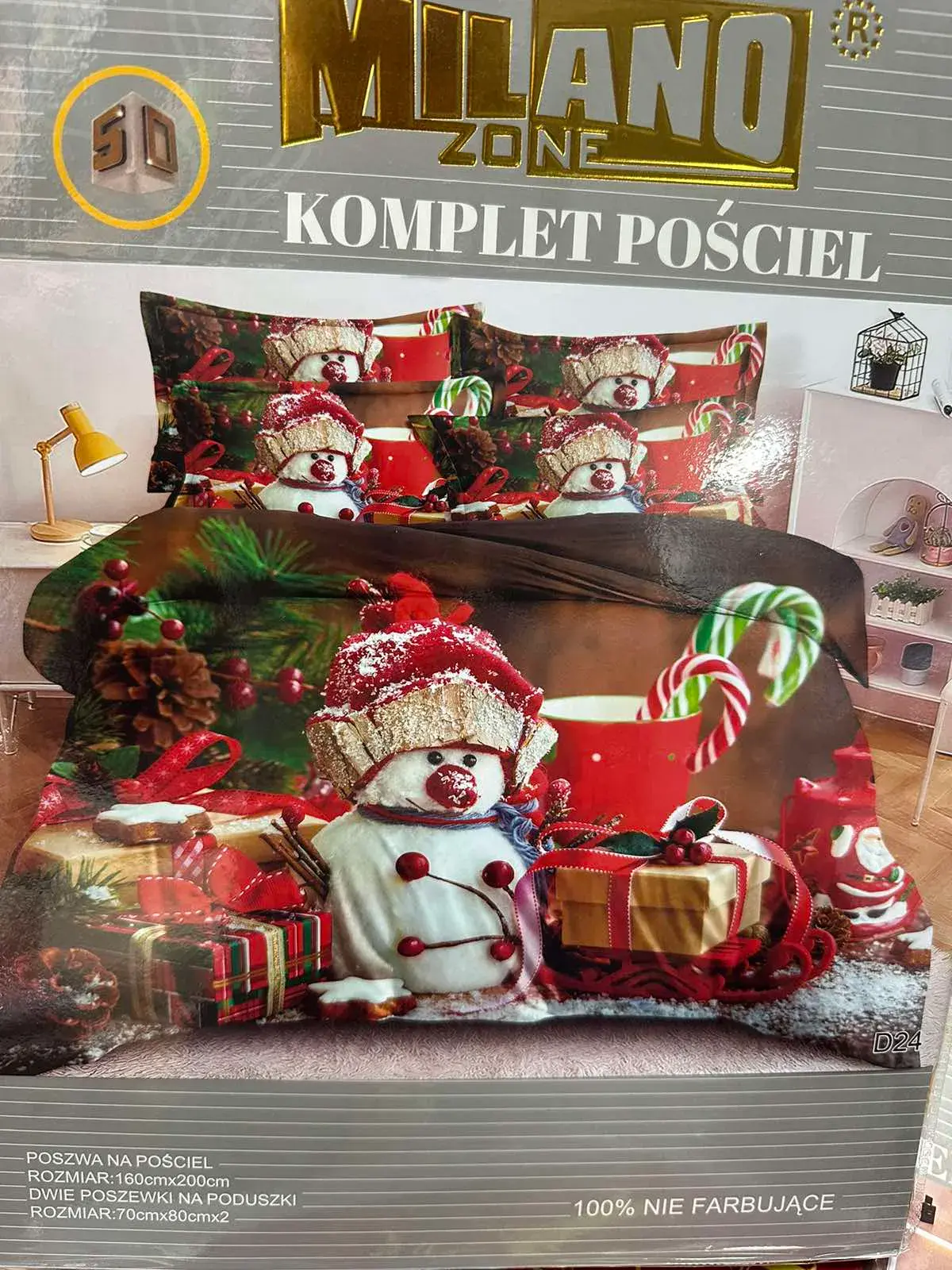 Komplet Pościeli 3el. Milano 160/200 Bałwan Świąteczny