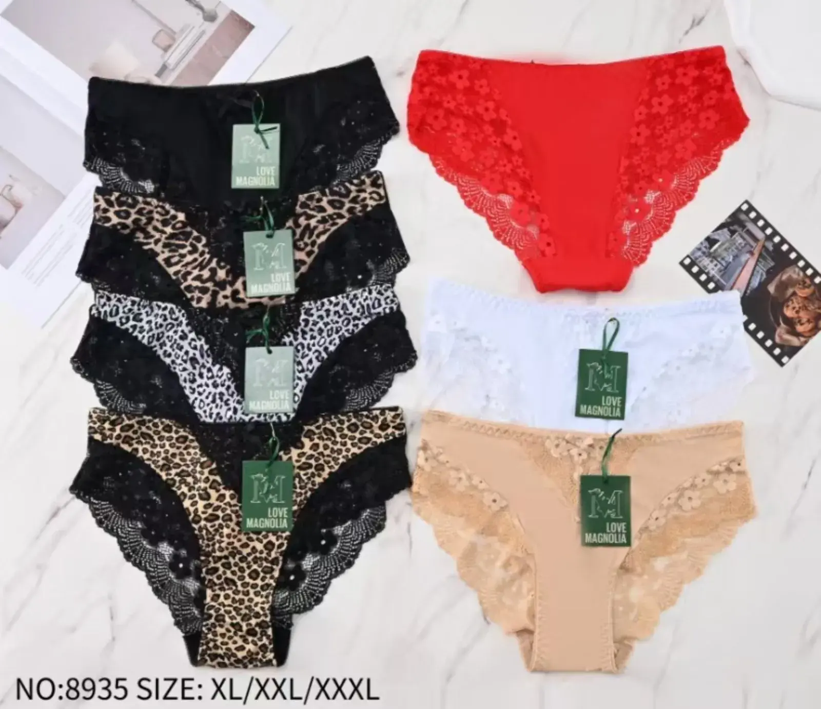 Majtki damskie koronkowe wz. leop. NO.8935 XL/XXL/XXXL