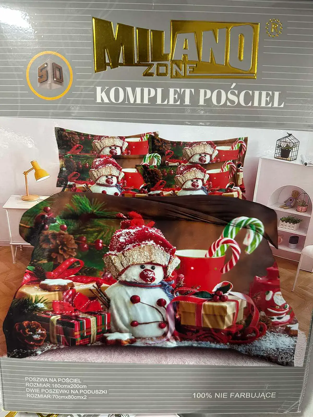 Komplet Pościeli 3CZ 160/200 Milano Zone Śnieg Świąteczny