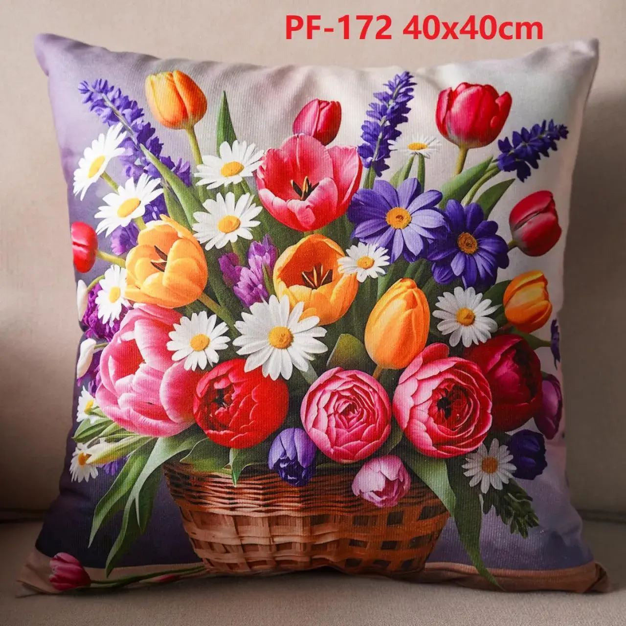 Poszewki 40x40 PF-172 Wielkanoc kwiaty w koszu