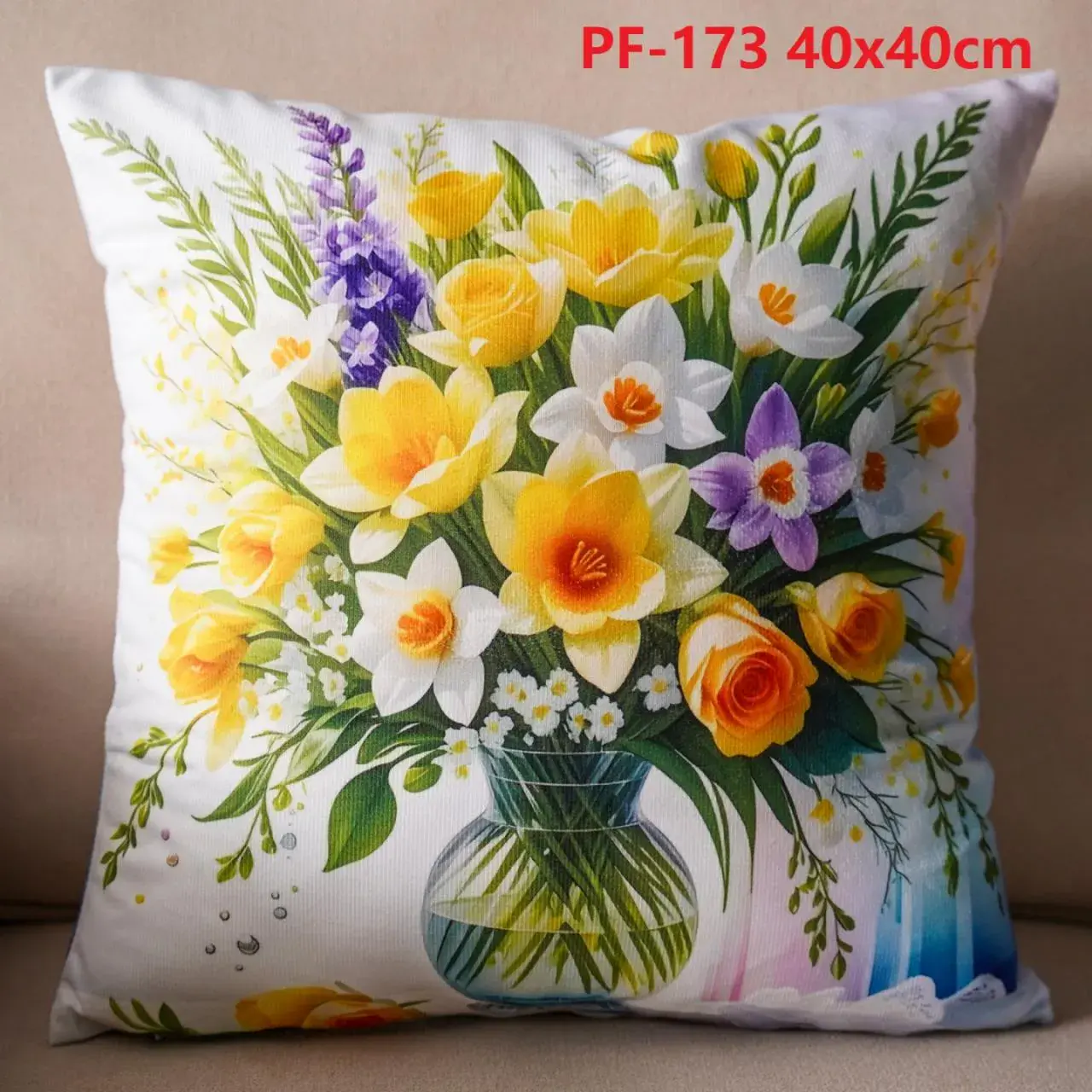 Poszewki 40x40 cm Wielkanoc PF-173 bukiet żonkili