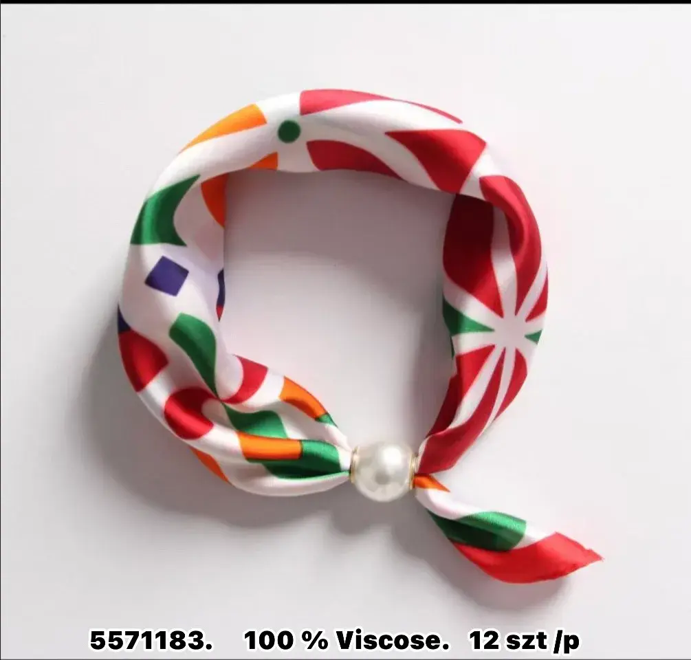 Chusta Wiskoza Multikolor z Perłą 100% Viscose kolorowa z perełką