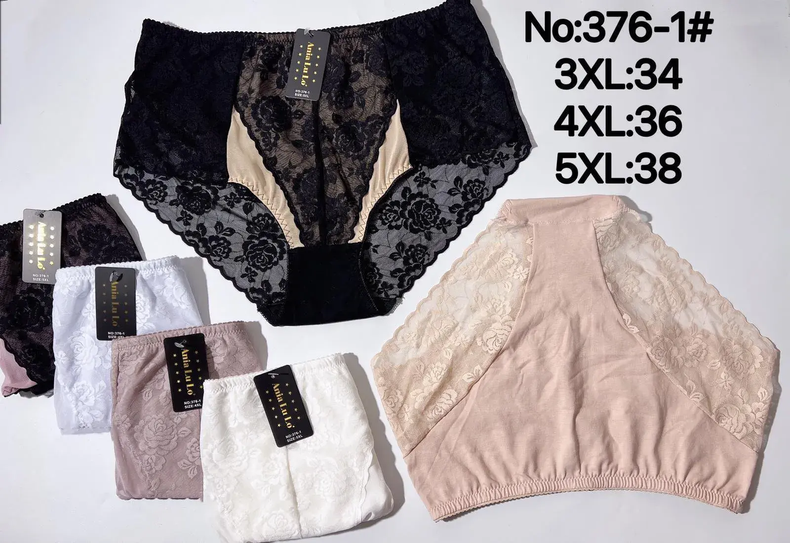 Majtki damskie koronkowe 3XL-34, 4XL-34, 5XL-36 Nr 376-1#