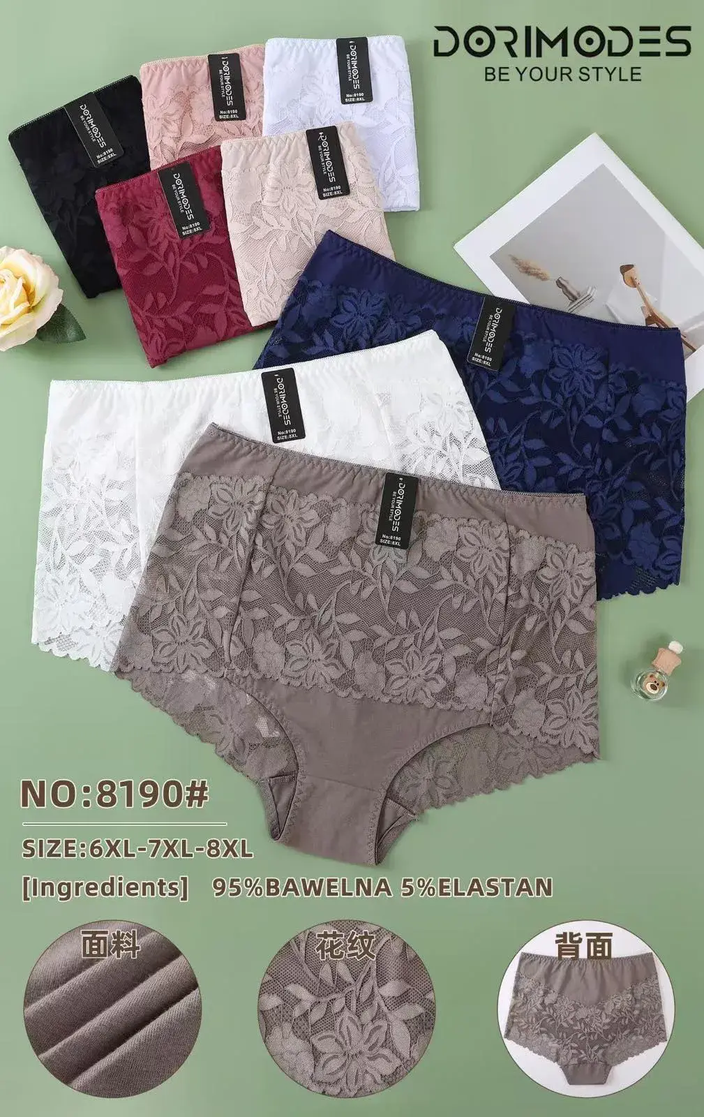 Majtki damskie koronkowe 95% bawełna S-XXL