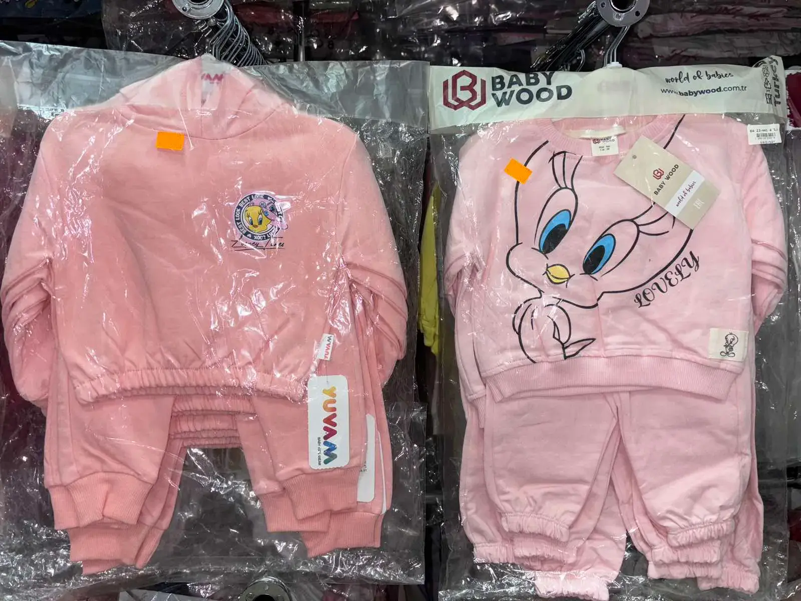 Komplety Dresowe Dziecięce Babywood 6-18M Różowe Tweety