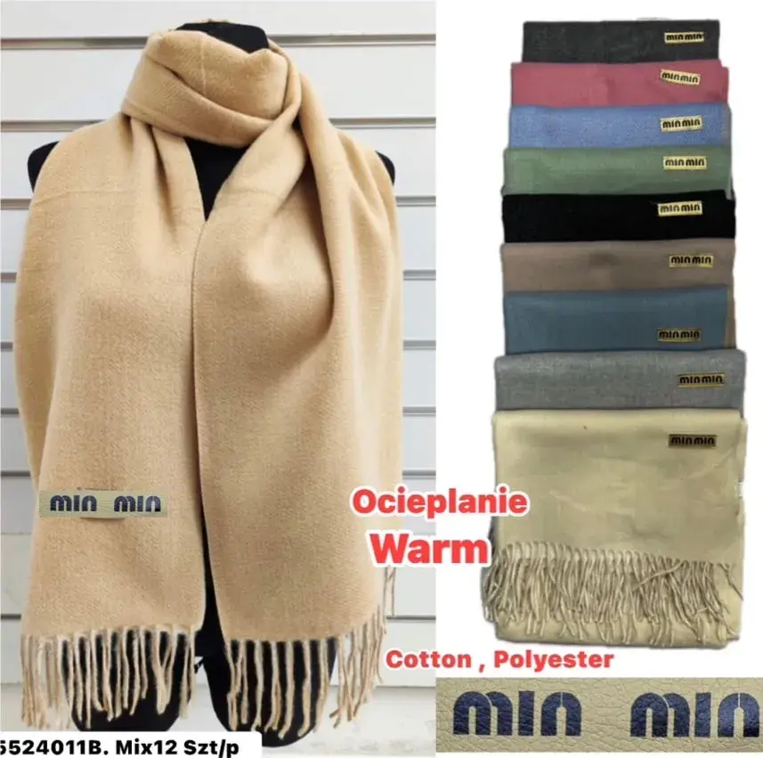 Szaliki damskie ocieplone Warm Mix 12 szt