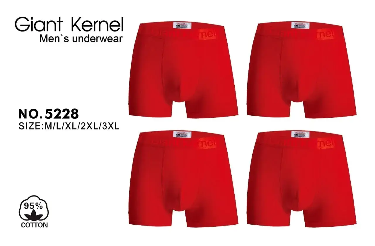 Bokserki męskie Giant Kernel czerwone M/L/XL/XXL/3XL 4 szt