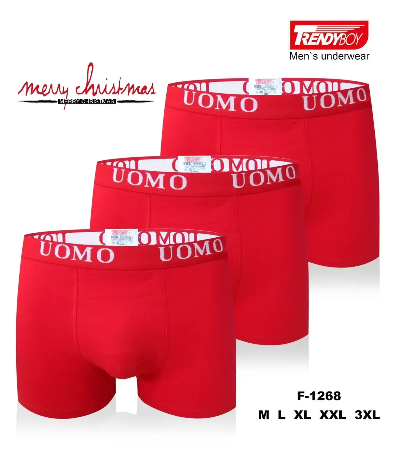 Bokserki męskie UOMO 3 szt. M XL XXL czerwone F-126