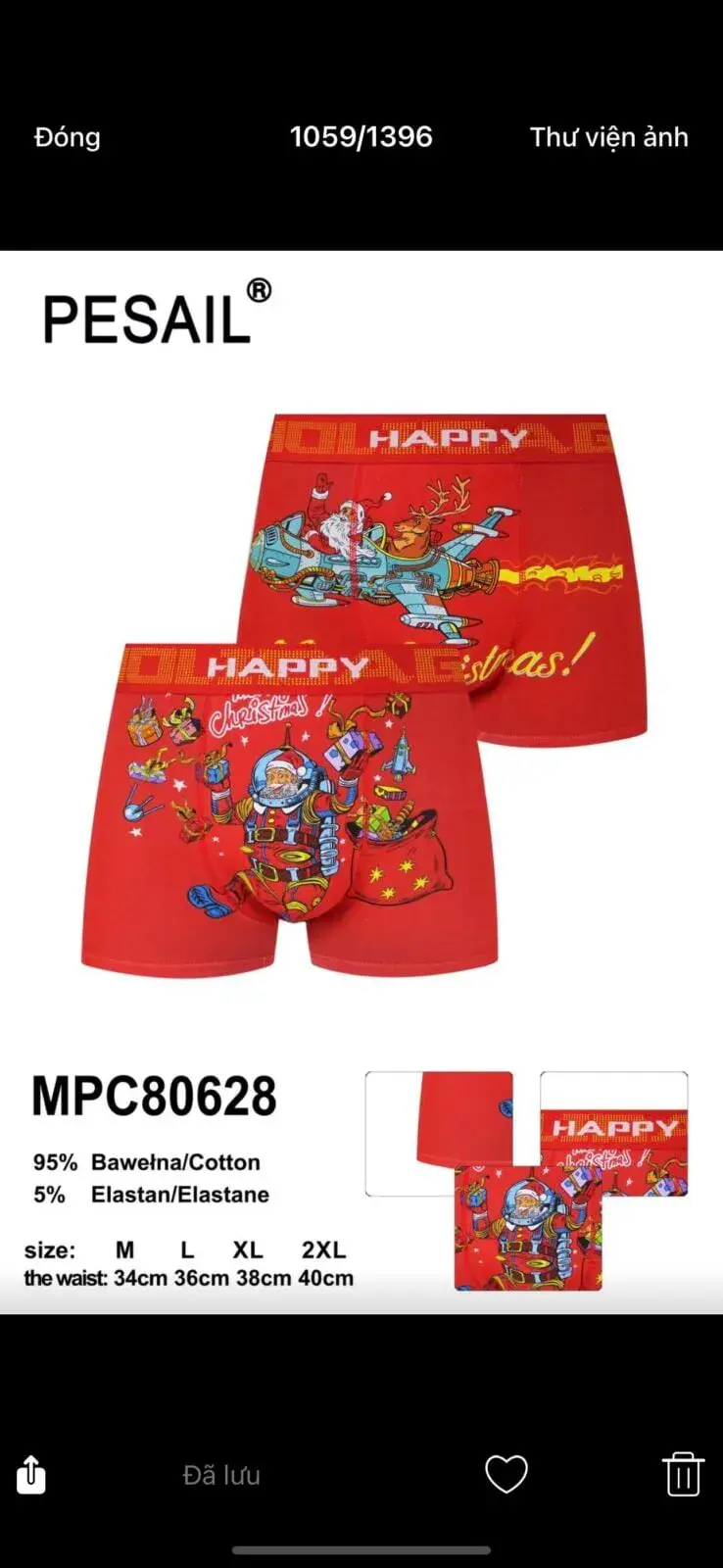 Bokserki męskie Pesail Happy 95% bawełna M-L-XL