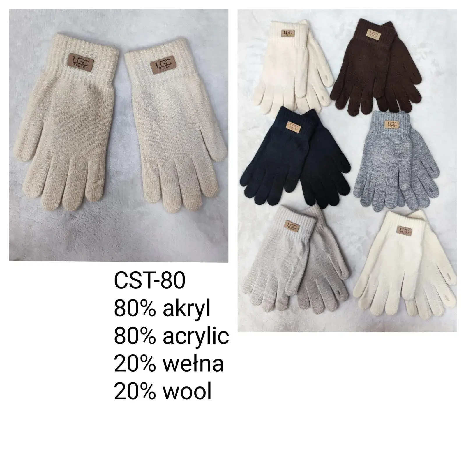 Rękawiczki damskie UGG CST-80 beżowe/szare/brązowe/czarne