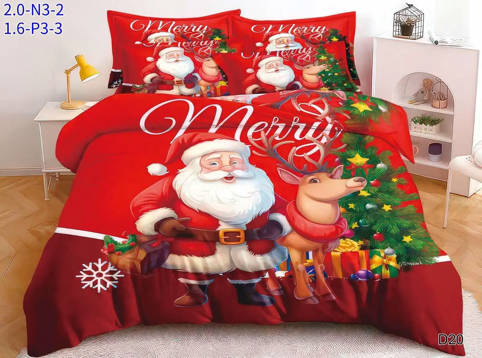 Komplet Pościeli Świąteczny Santa 4el. 200/220