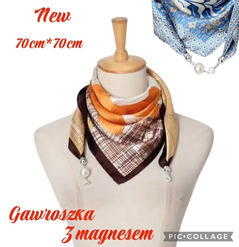Chusta Kwiatowa 70x70cm z Perłami Nowość