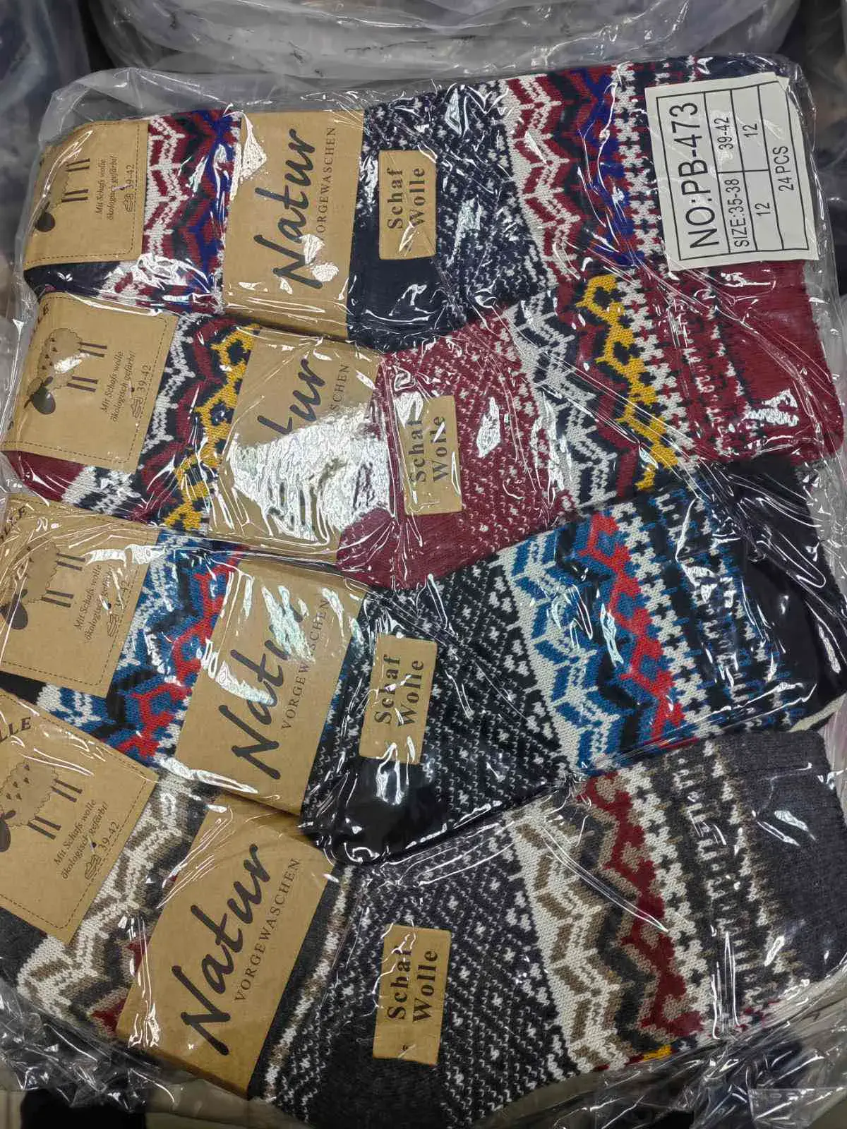 Skarpetki Damskie Natur Wool wzorzyste 24 szt