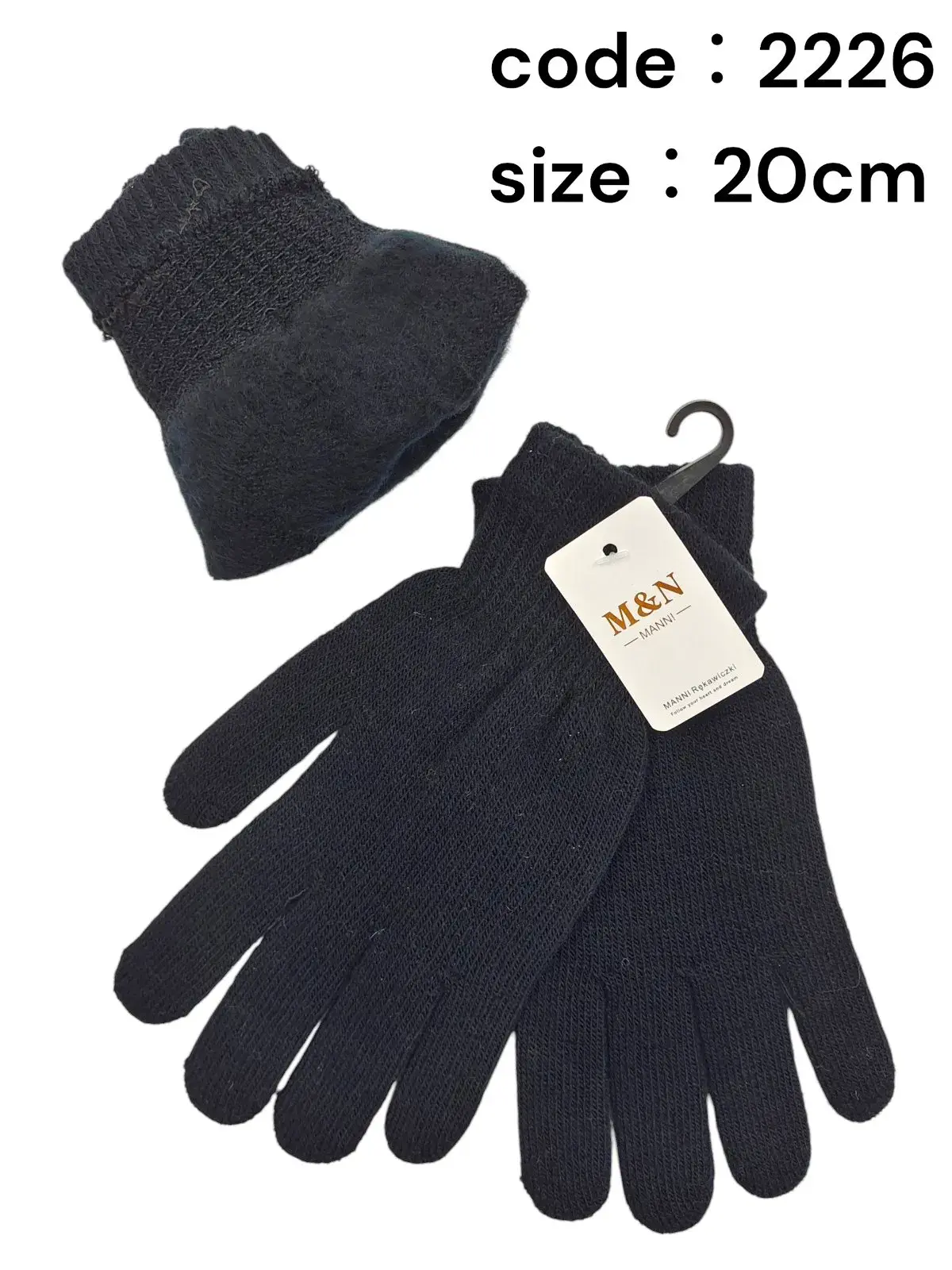 Rękawiczki damskie czarne M&N rozmiar 20cm