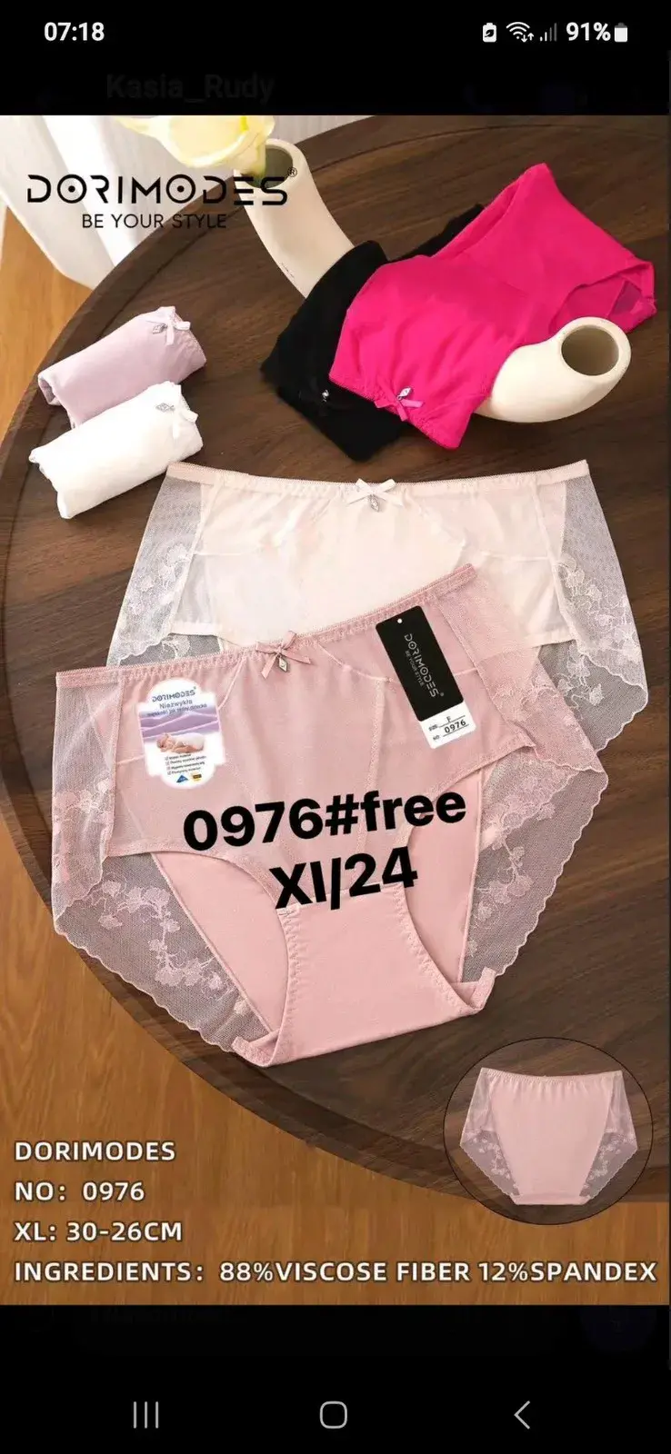 Majtki damskie DORIMODES 0976 XL-3XL 88% wiskoza 12% spandeks
