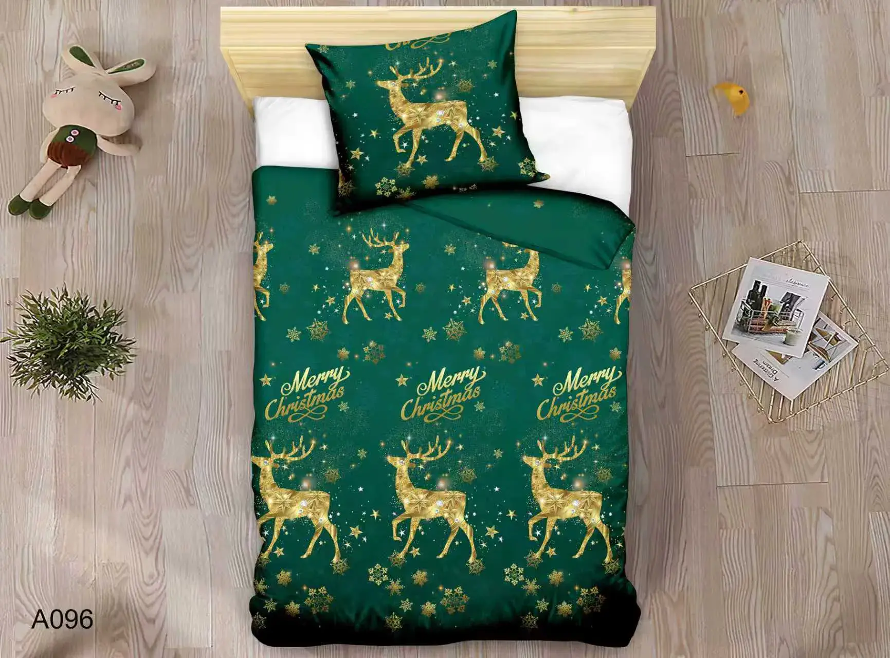 Komplet Pościel 140/200 Fashion Home Satyna Bawełna 2cz Świąteczny