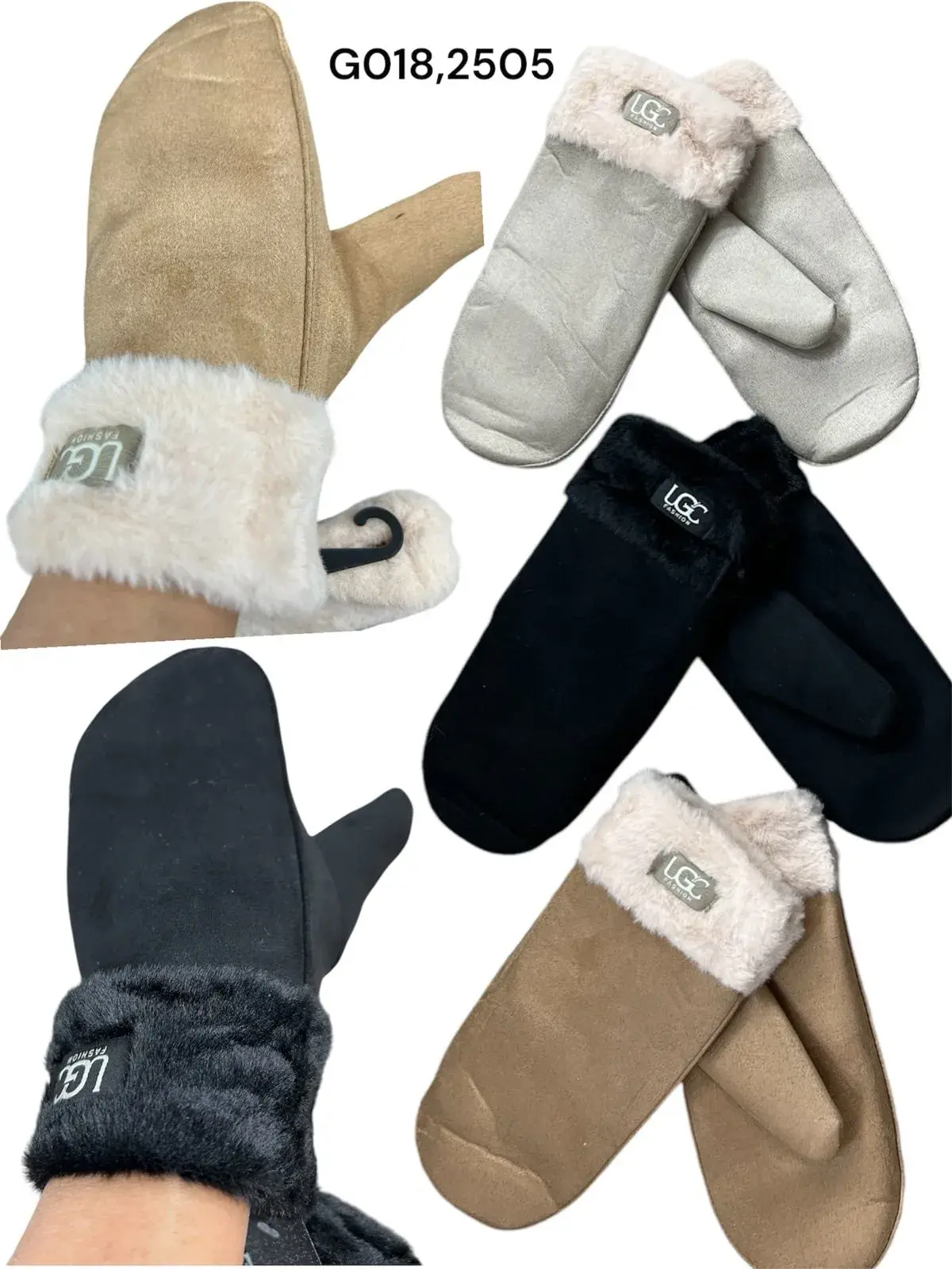 Rękawiczki damskie UGG stylizowane beżowe/czarne/szare GOI/8505