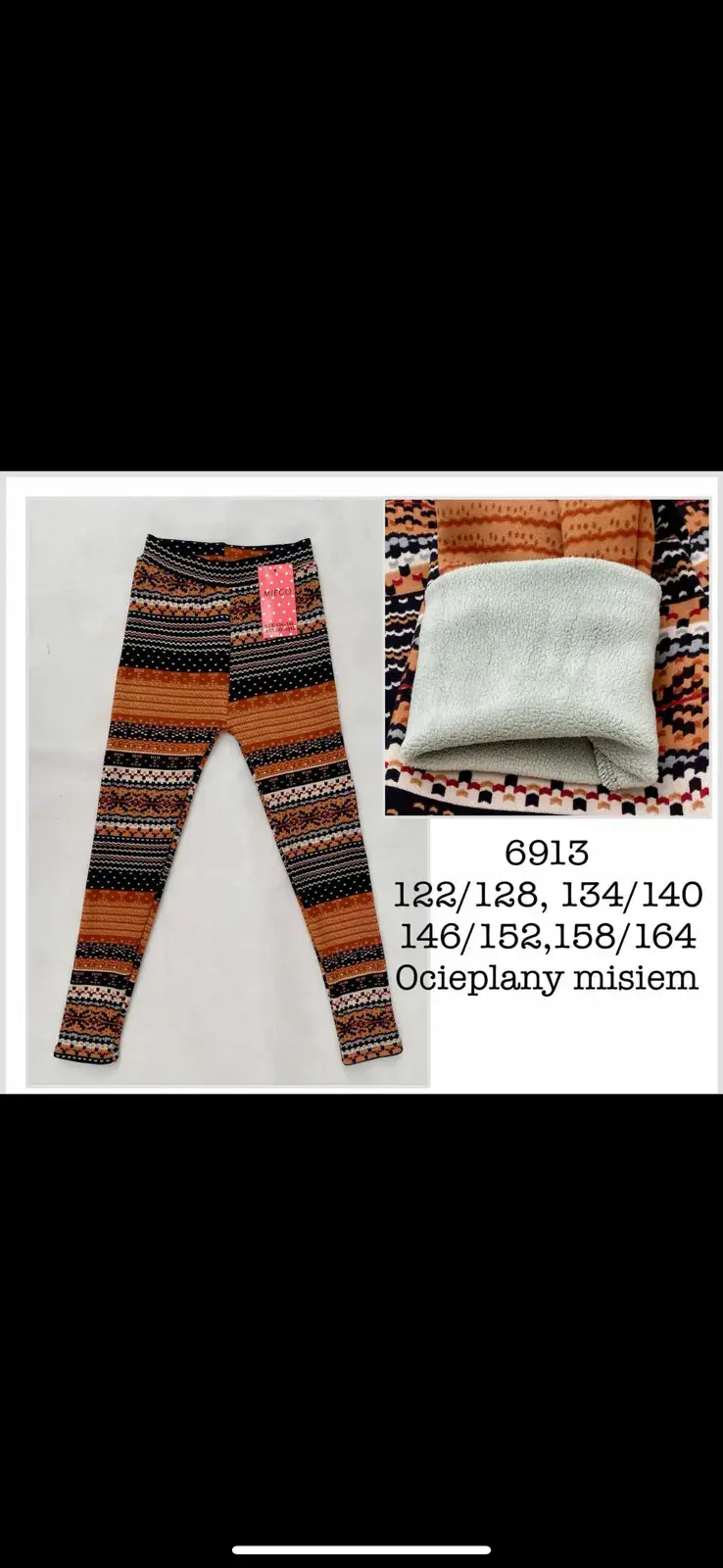 Legginsy dla dzieci wzór etniczny 122/128-164/170 cm