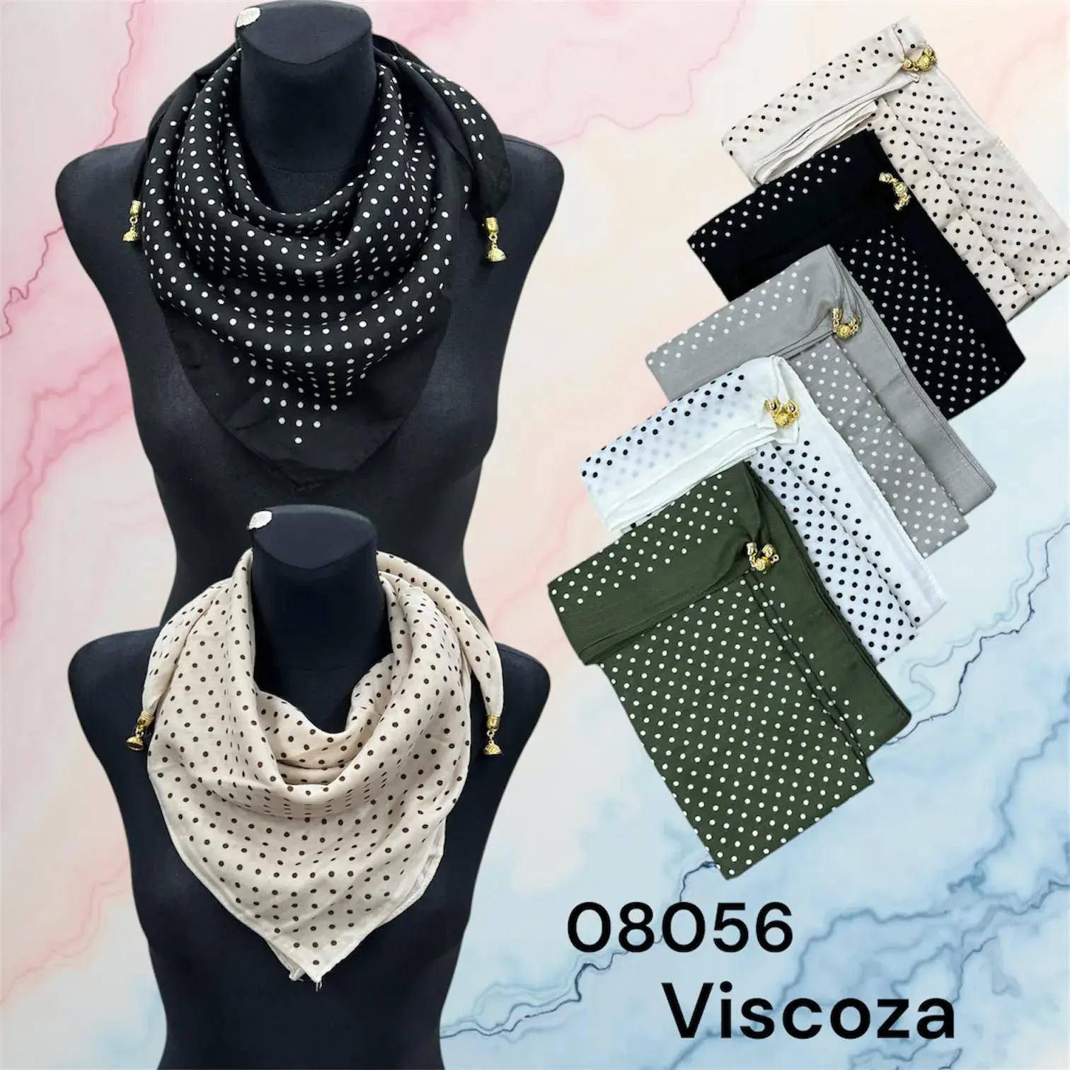 Szaliki damskie Viscocza kropki 08056