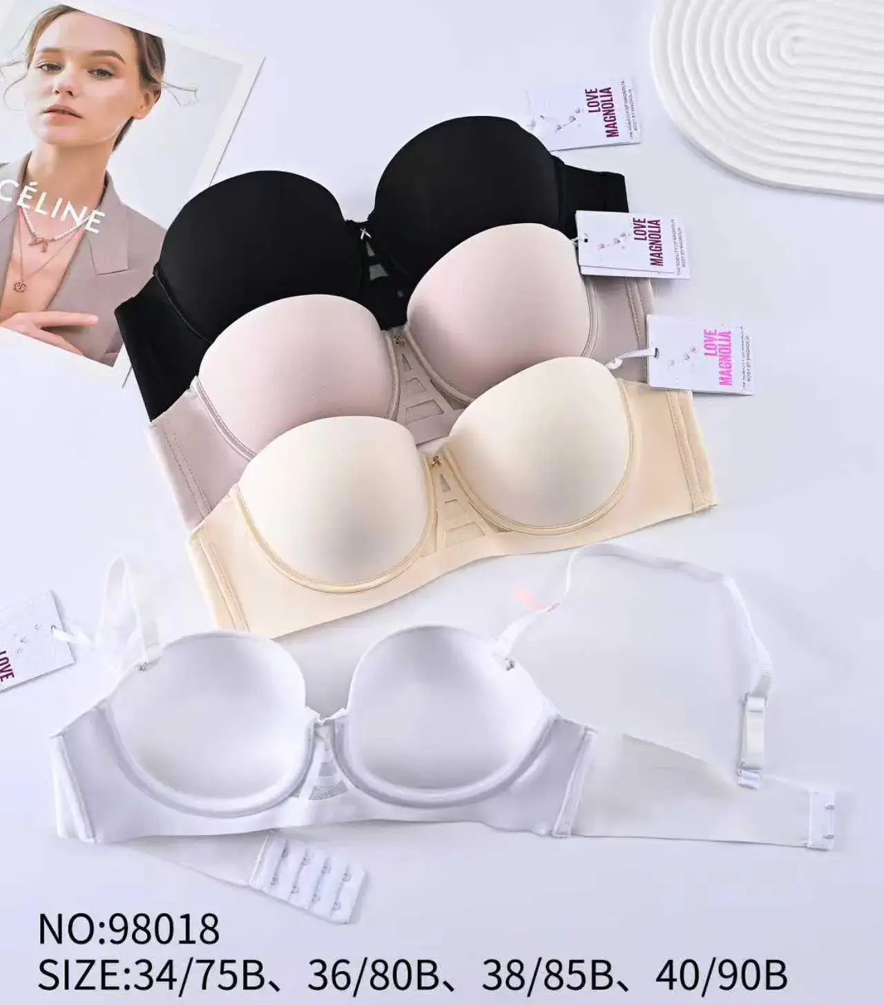 Biustonosz damski bezszwowy push-up NO-98018 rozmiary 34/75B-40/90B