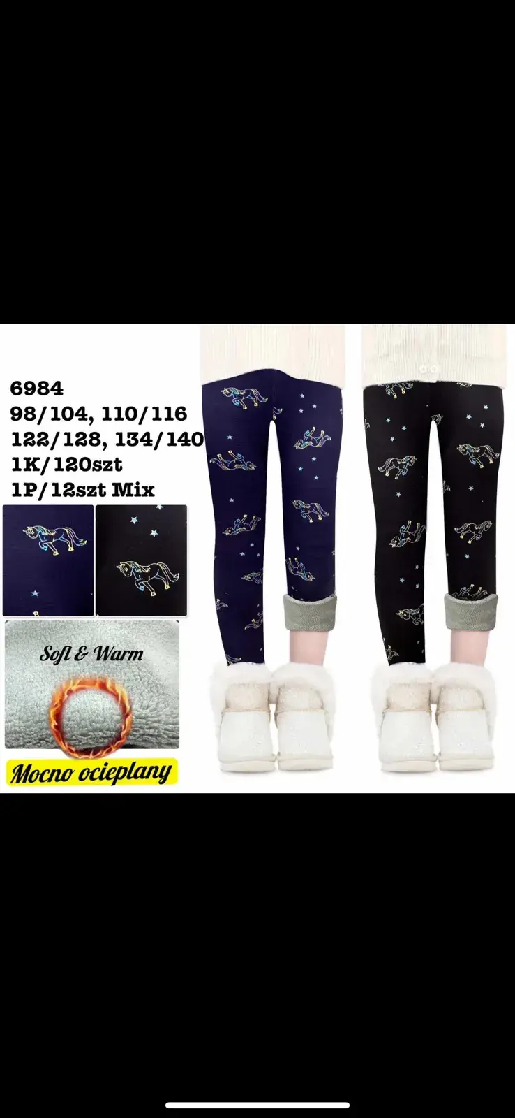 Leggingsy dla Dzieci Soft & Warm granatowe z gwiazdami