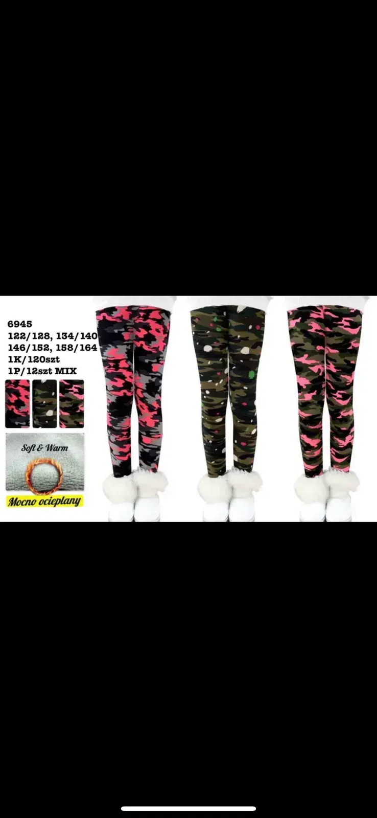 Legginsy dla dzieci kamuflażowe 164/176 cm, 14/16 lat, MIX