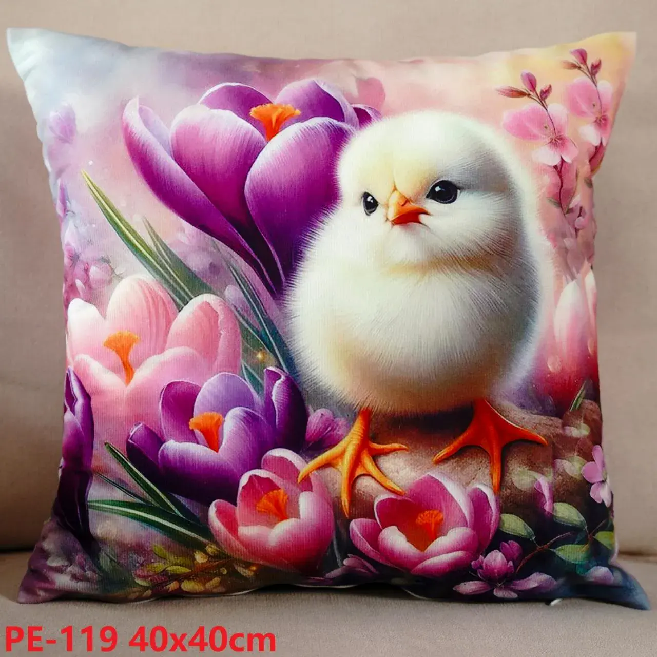Poszewki dekoracyjne 40x40 cm PE-119 kwiaty i pisklak