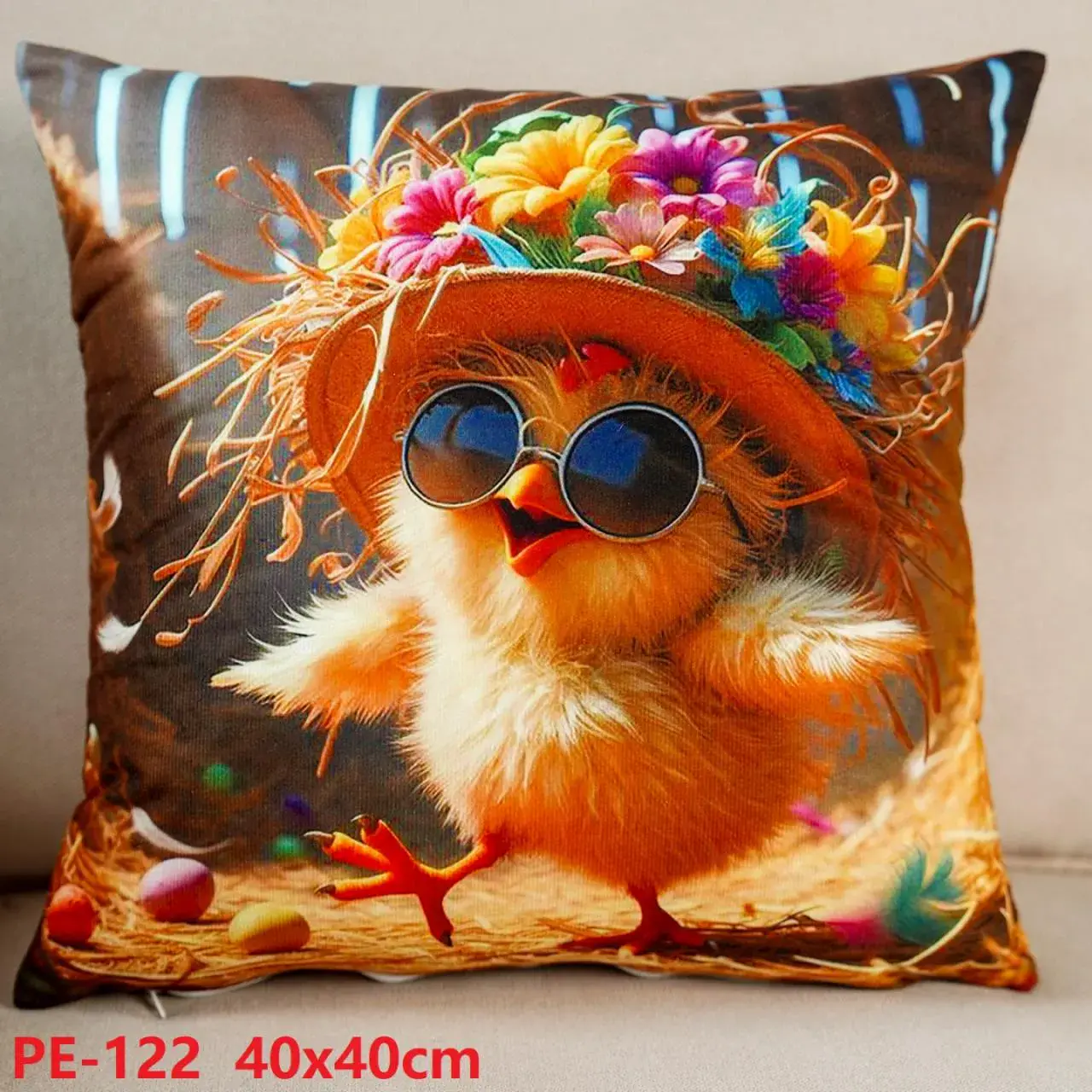 Poszewki dekoracyjne 40x40 cm z kurczakiem PE-122