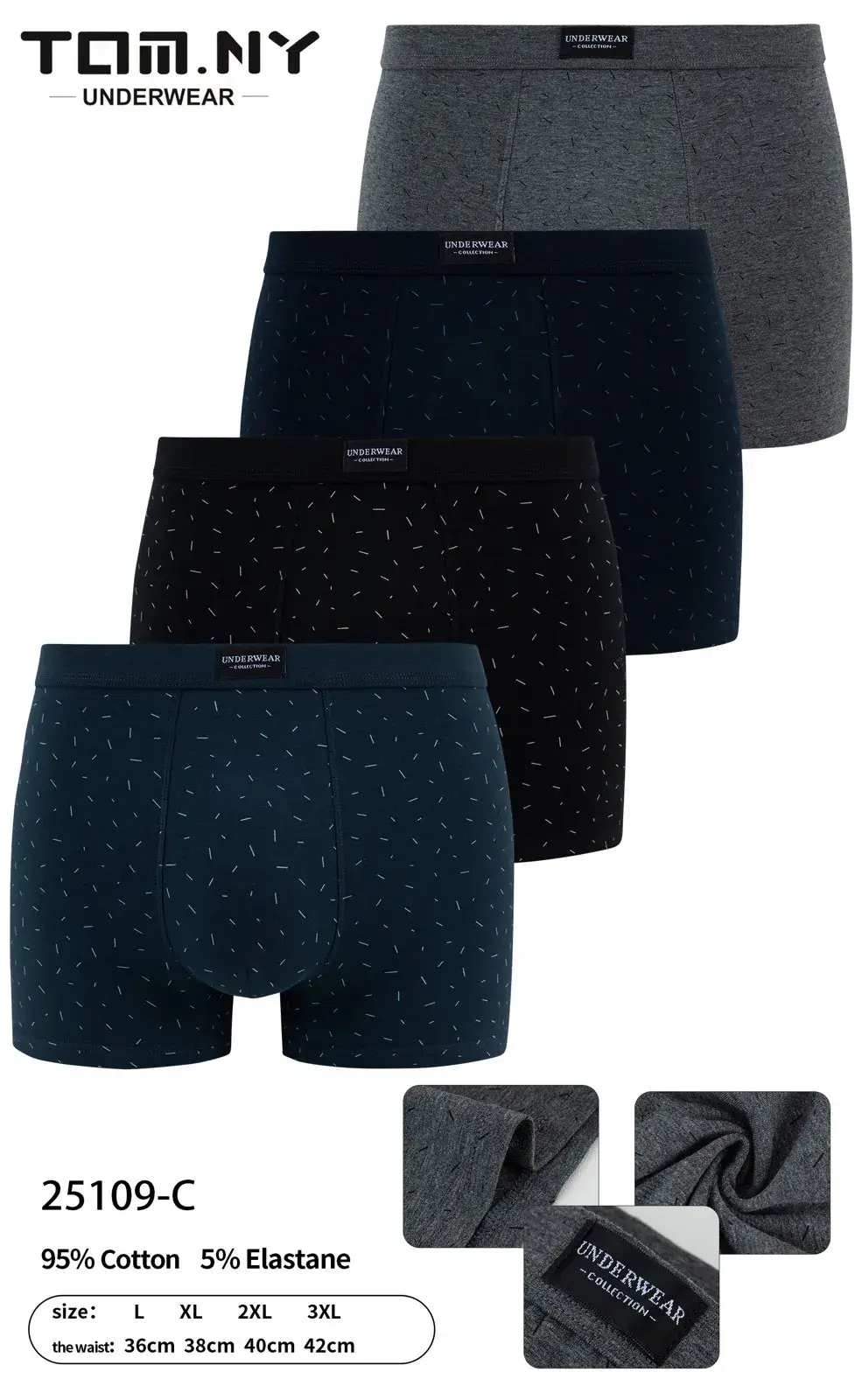 Bokserki męskie Tommy 4 szt. 95% bawełna S-XXL