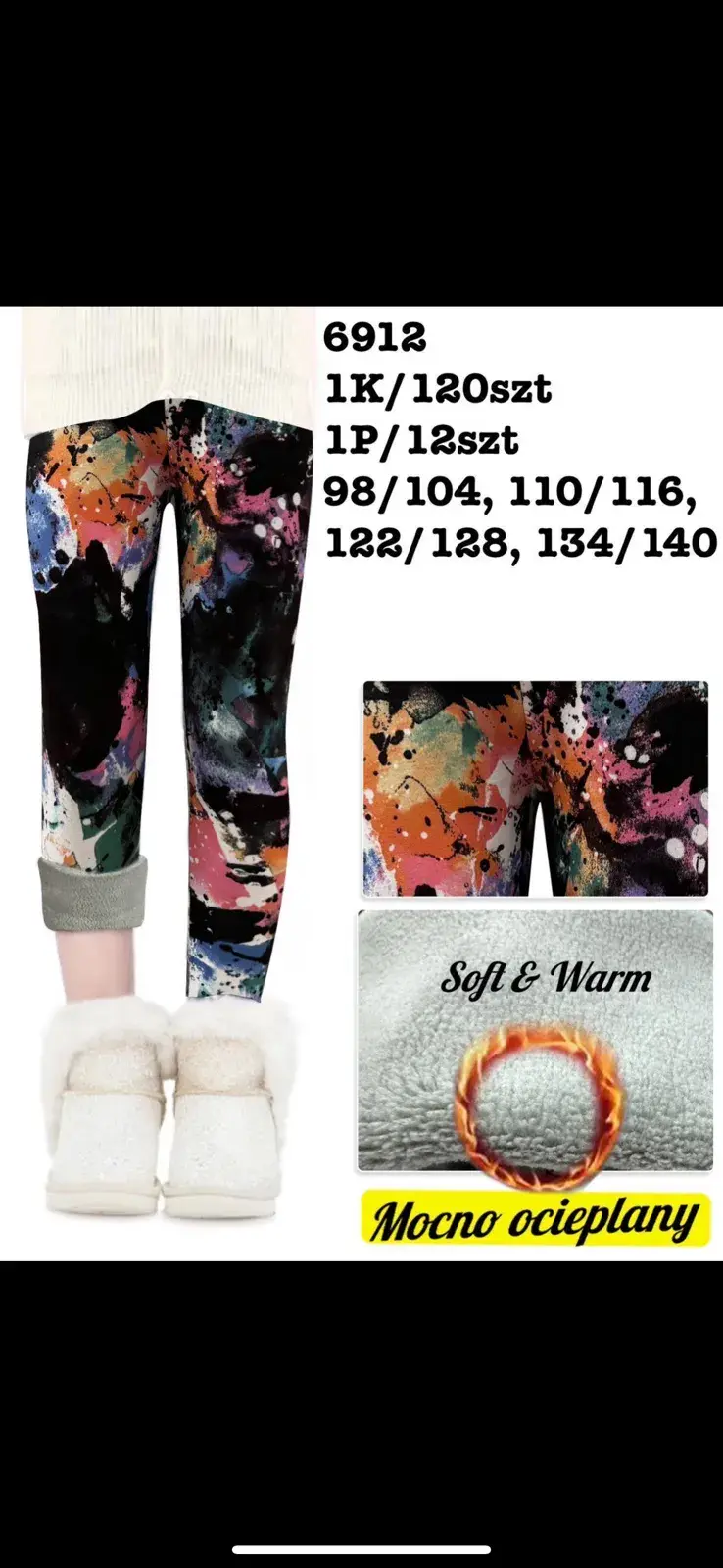 Legginsy dla dzieci Soft & Warm multikolorowe 69/128 cm