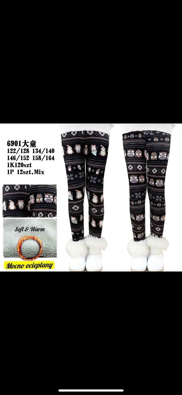 Legginsy dla dzieci z motywem pingwinów 114-116 cm
