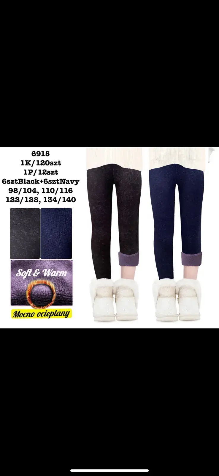 Legginsy dla dzieci Soft & Warm 98-168 cm