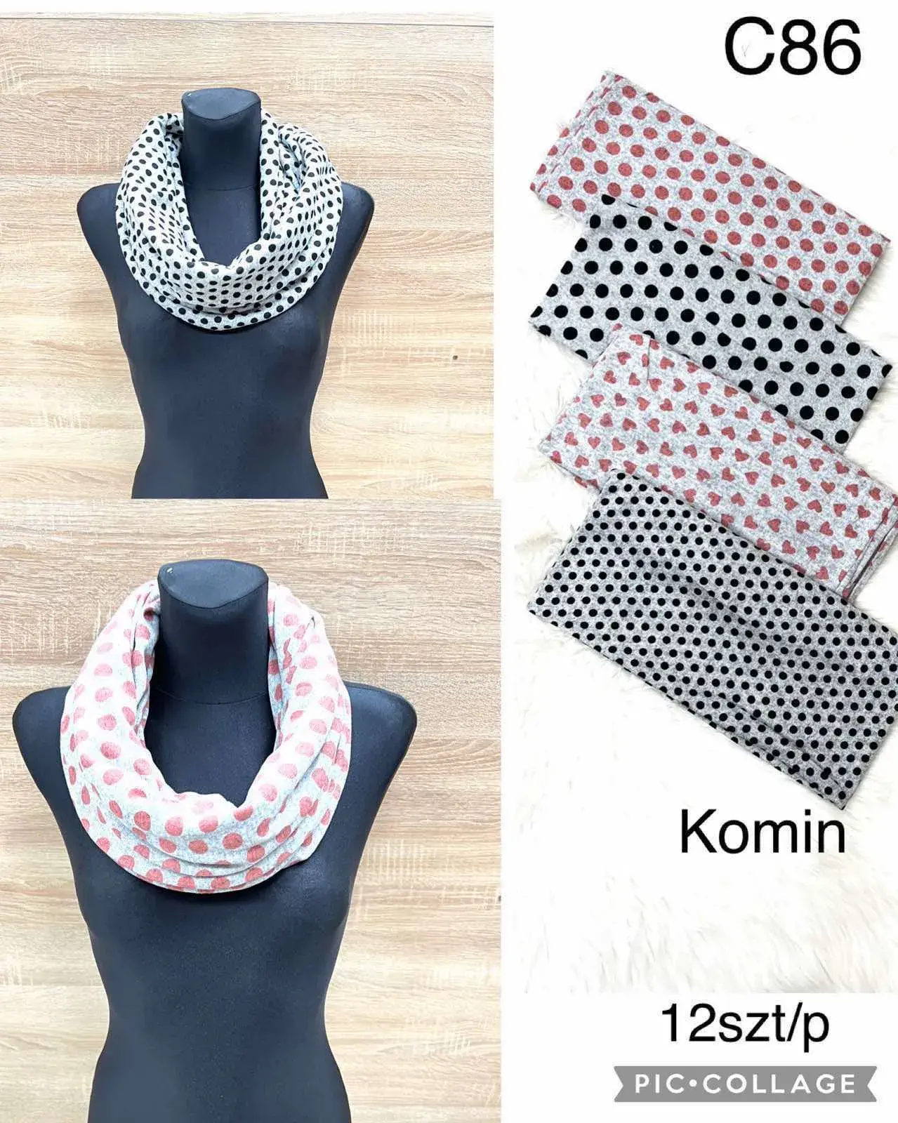 Komin Damski C86 wzorzysty, opak. 12 szt