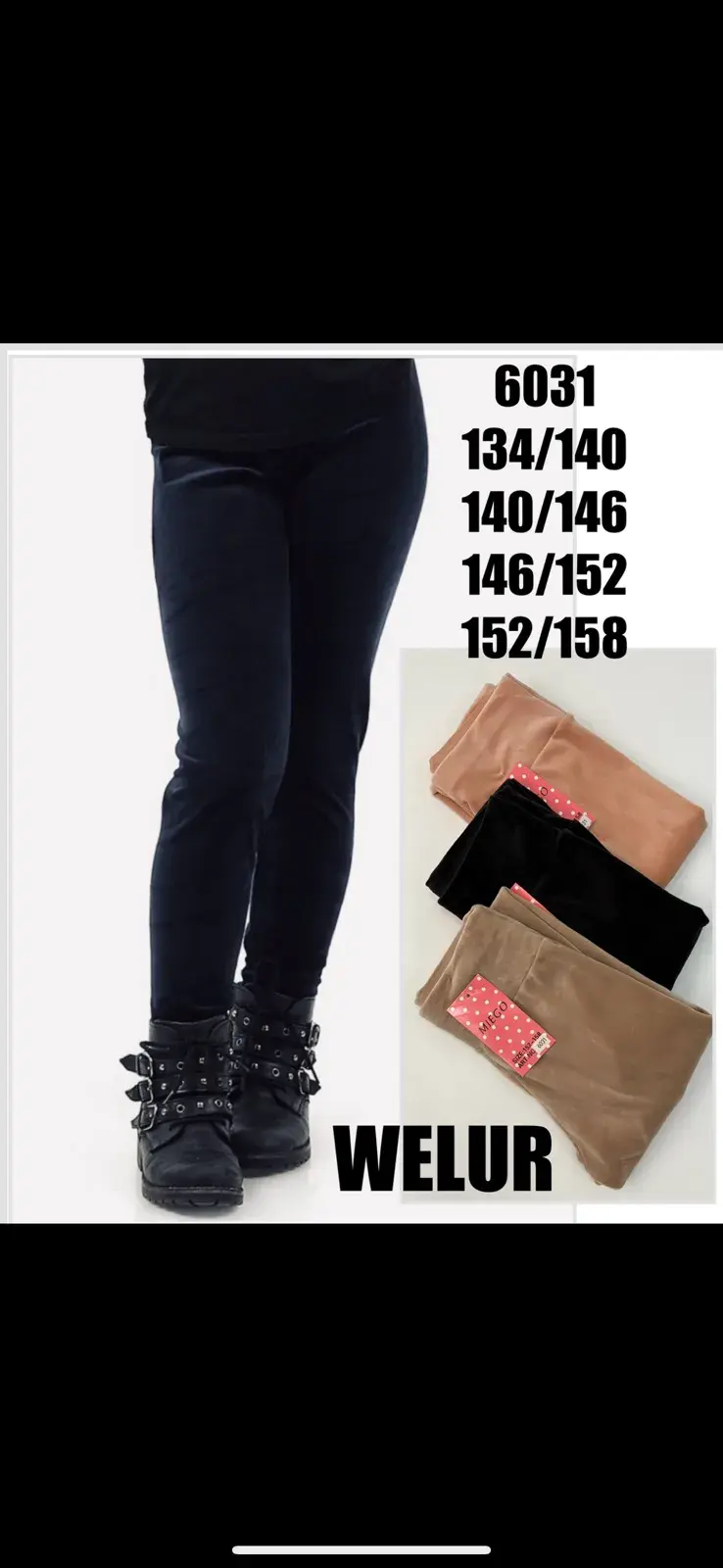 Leggingsy welurowe dla dzieci 134/140-152/158
