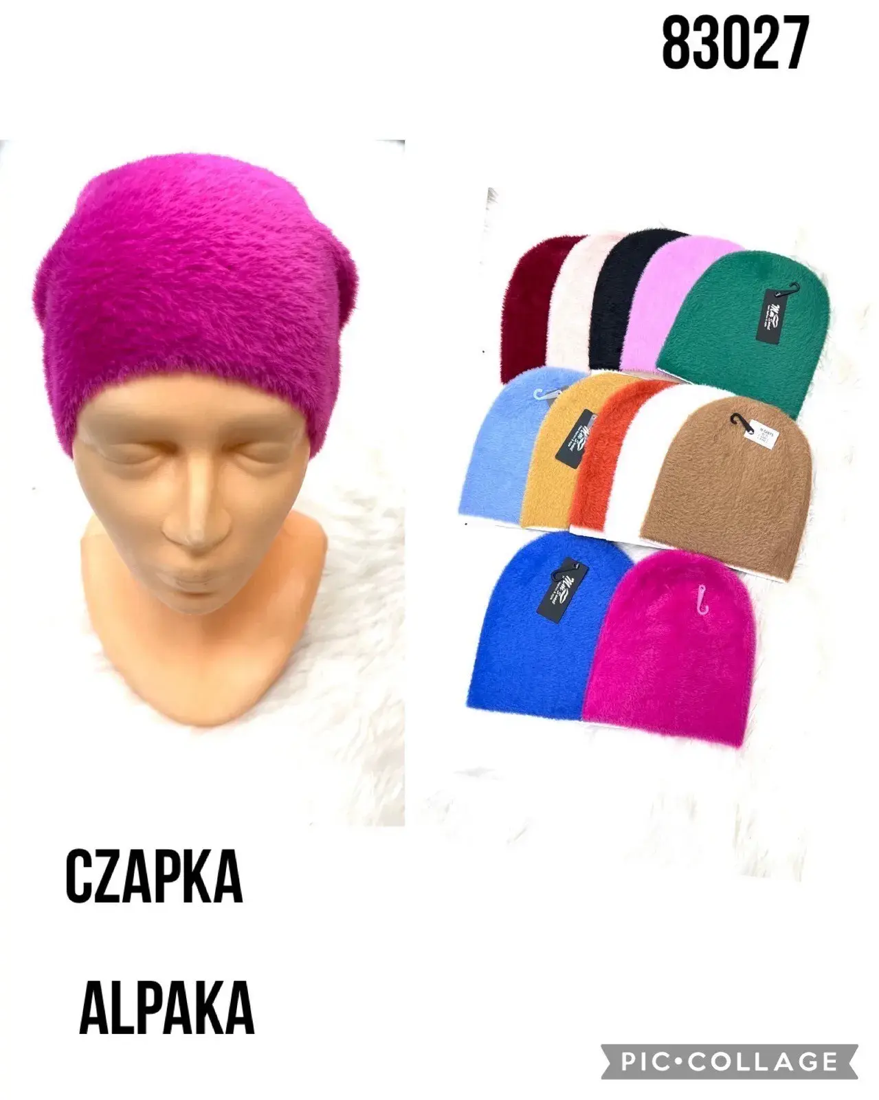 Czapki damskie alpaka 83027, 12 szt/opak.
