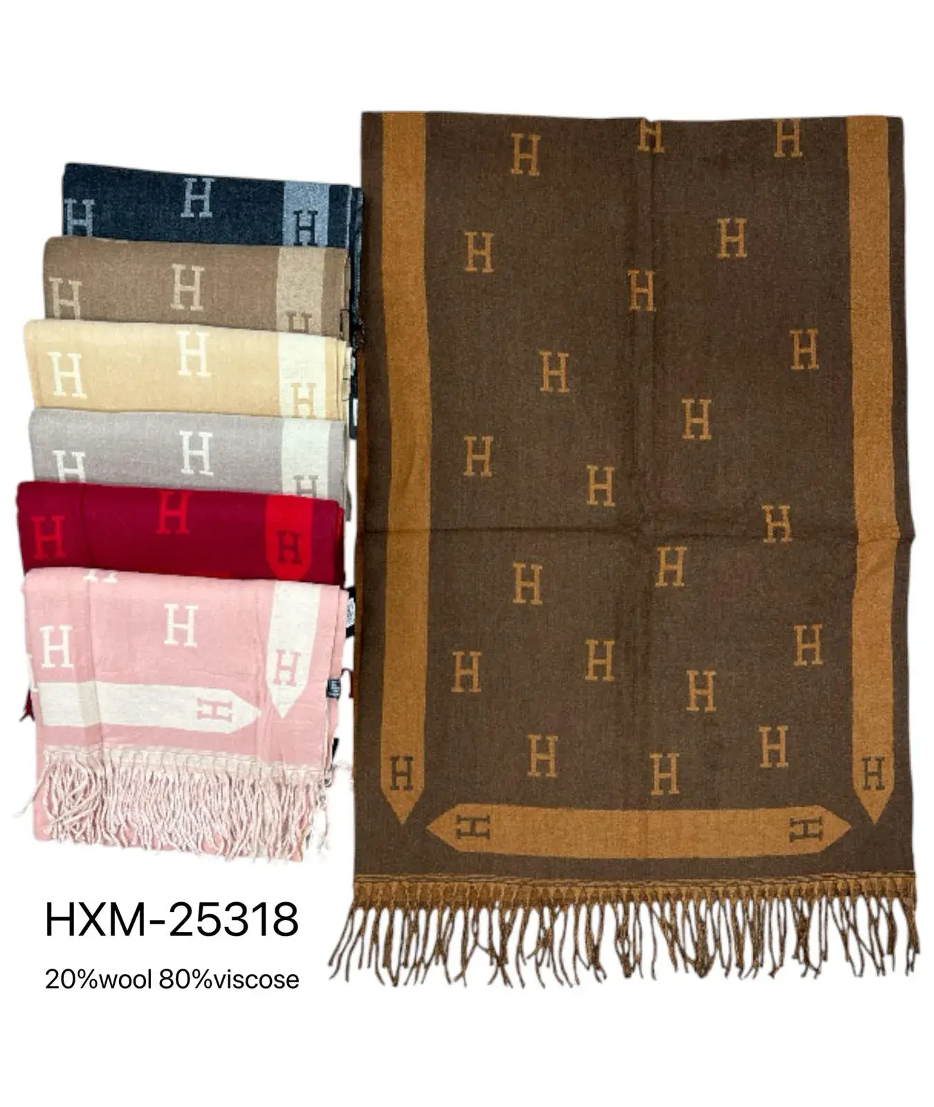 Szaliki damskie HXM-25318 20% wełna 80% wiskoza