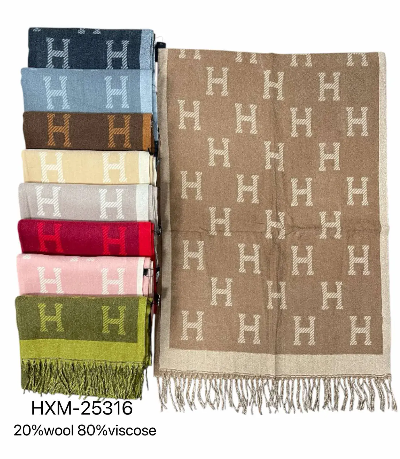 Szaliki damskie H&M 20% wełna 80% wiskoza HNXM-25316