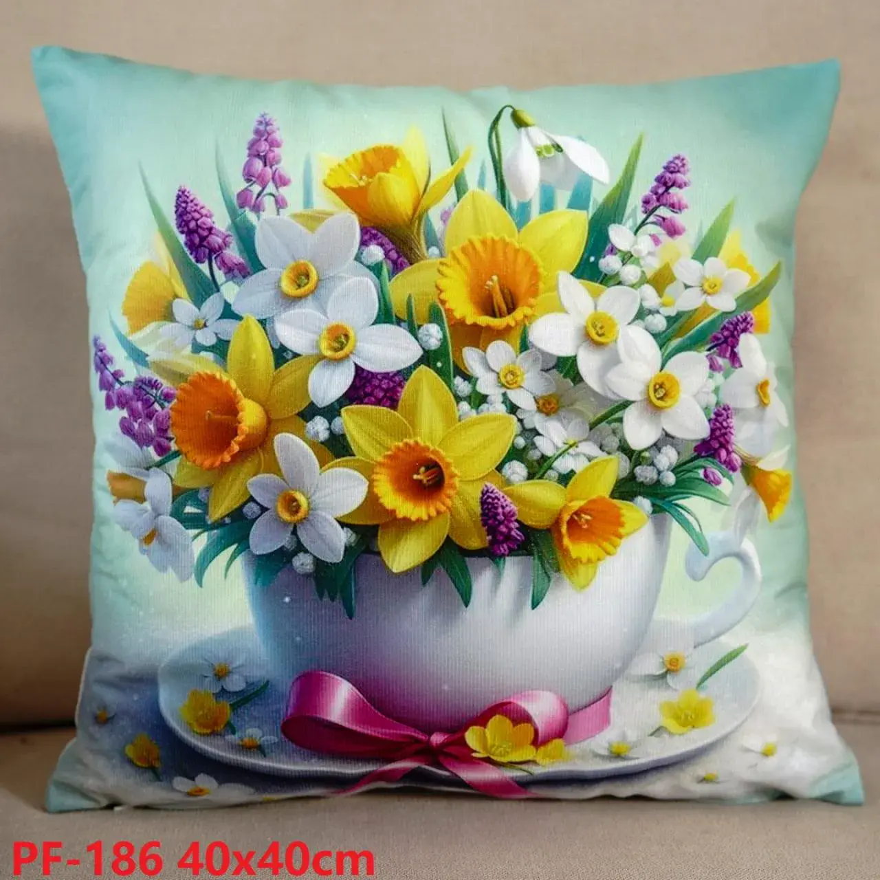 Poszewki 40x40 cm kwiaty w filiżance PF-186