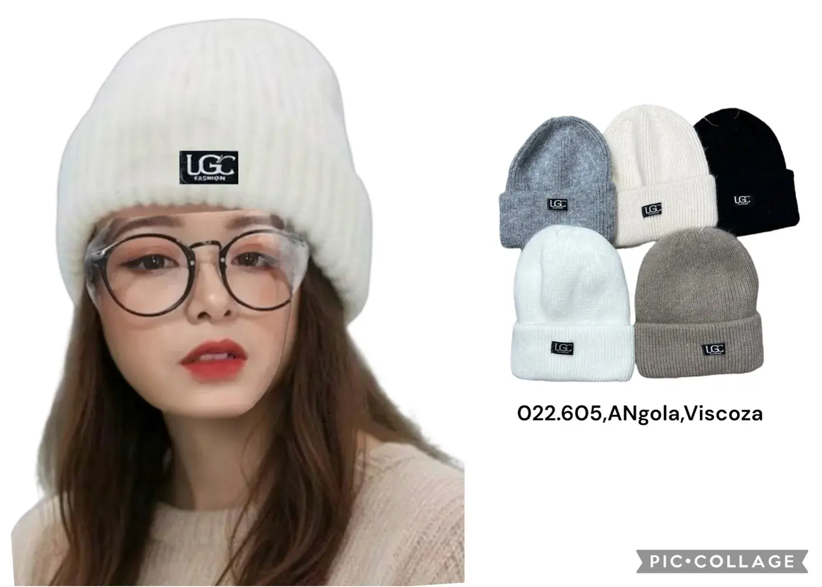 Czapki damskie beanie UGG biały/szary/czarny O22605