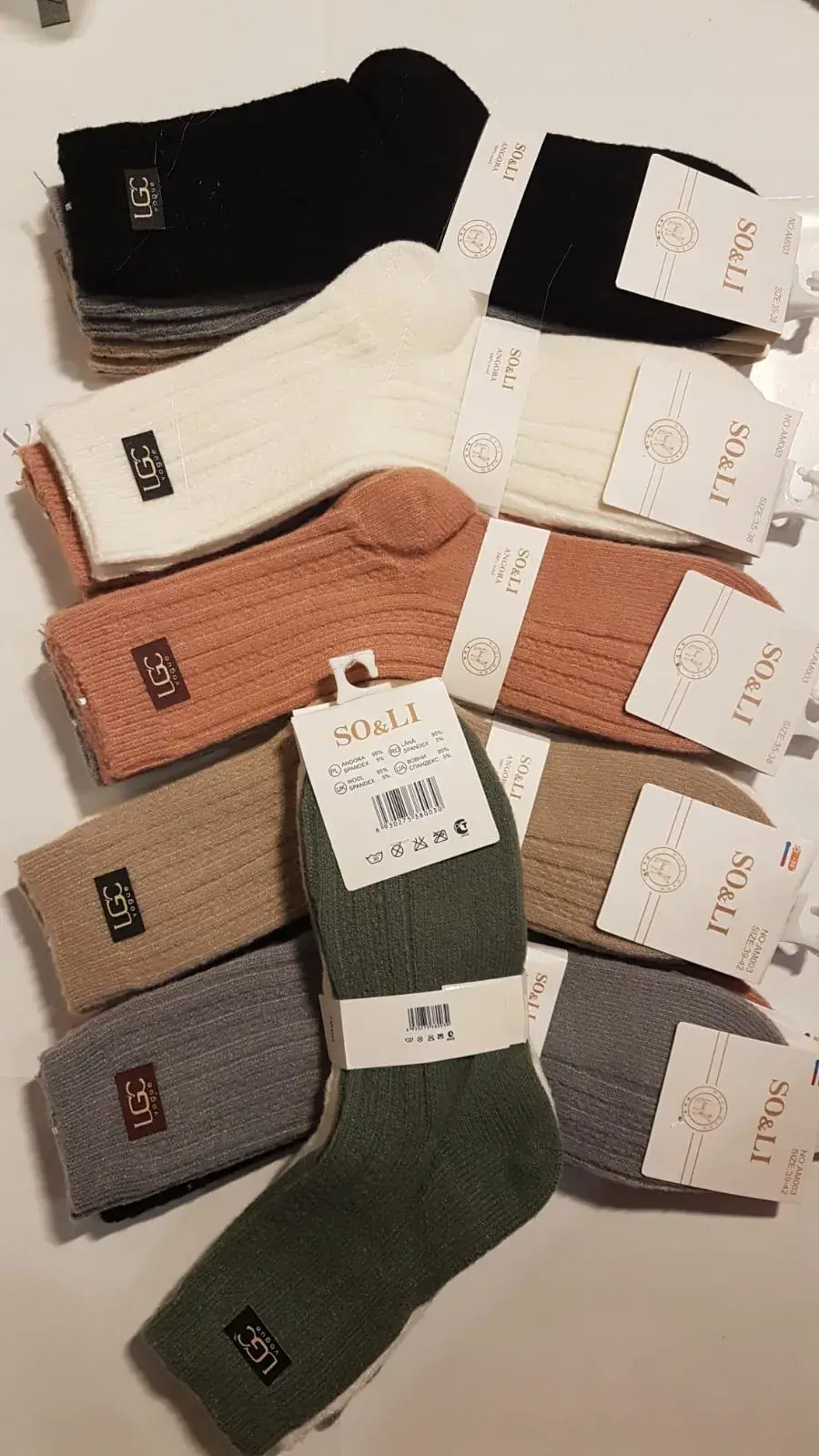 Skarpetki damskie UGG style, zestaw wielokolorowy