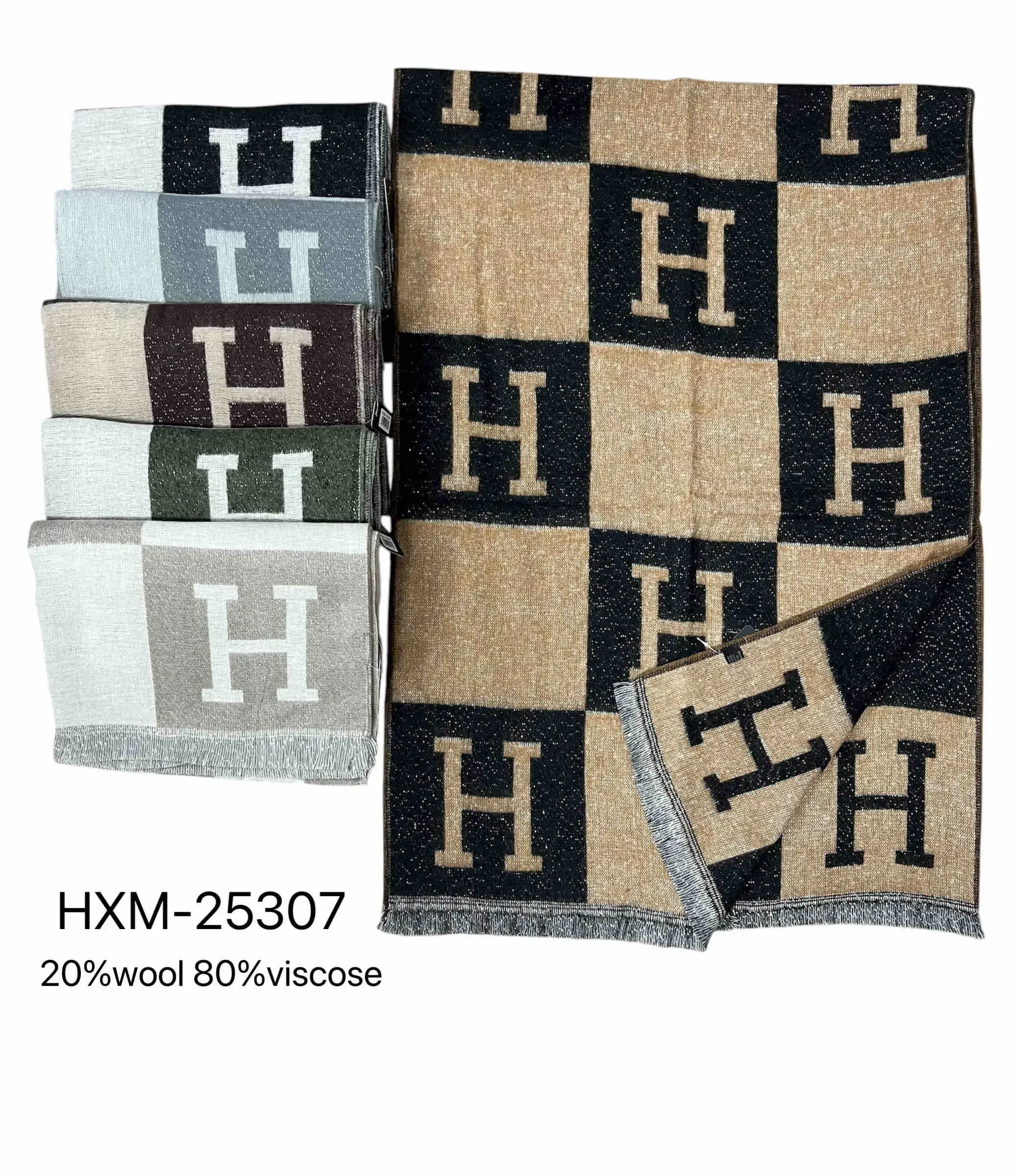 Szaliki damskie z wełną i wiskozą HKM-25307