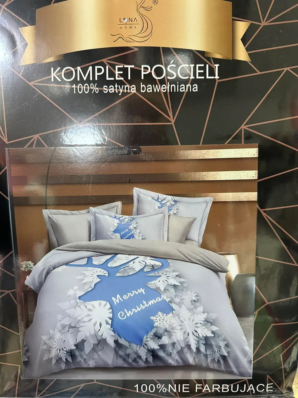 Komplet Pościeli 4cz 160/200 Satyna Bawełniana Renifer