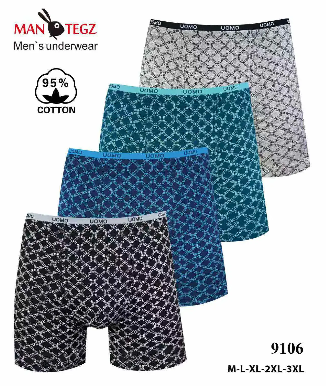 Bokserki męskie 4 szt. bawełna 95% wzór kratka M-XL-XXL