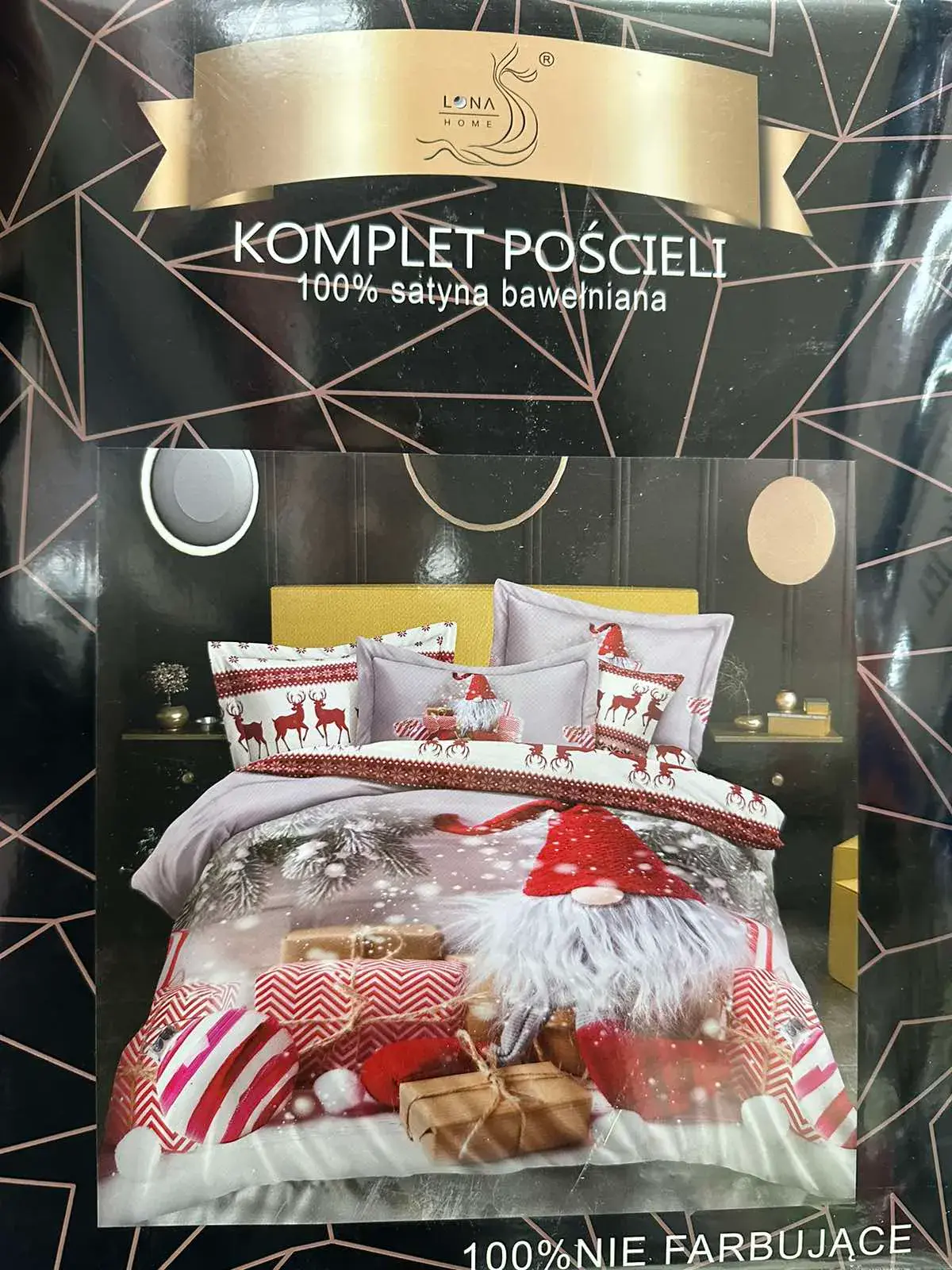 Komplet Pościel 4CZ 160/200 z Gnomo Santa 100% bawełna
