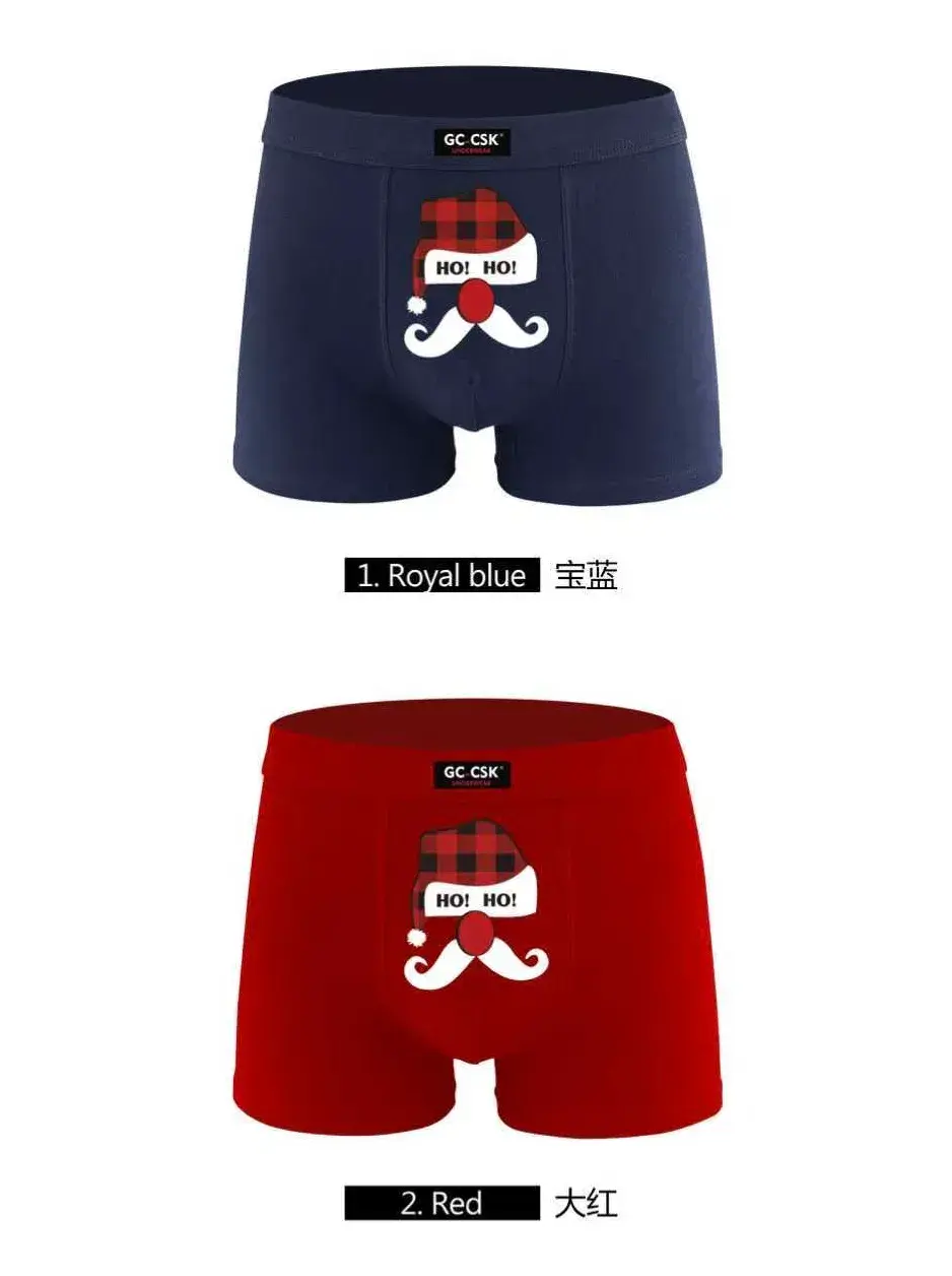Bokserki męskie GCC z motywem świątecznym Royal Blue/Red