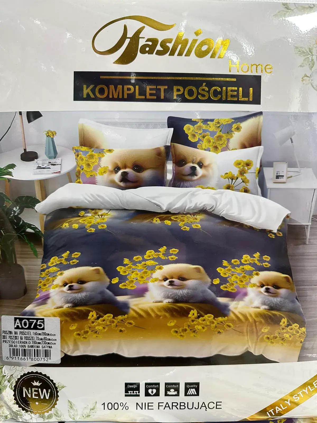 Komplet Pościeli 4CZ 160/200 Pomeranian Kwiaty