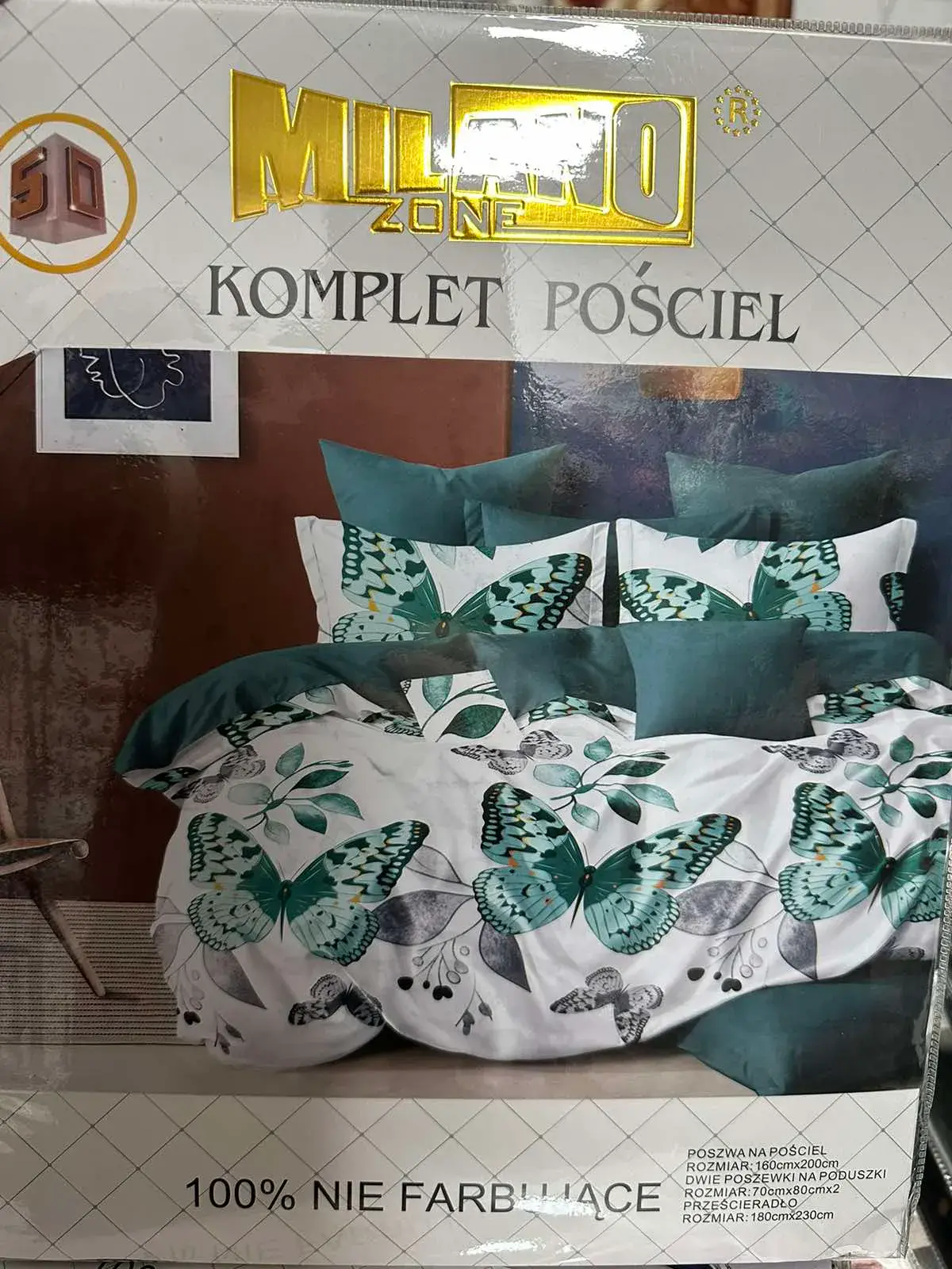Komplet Pościel 4cz Multio 160/200 Motyl Zielony