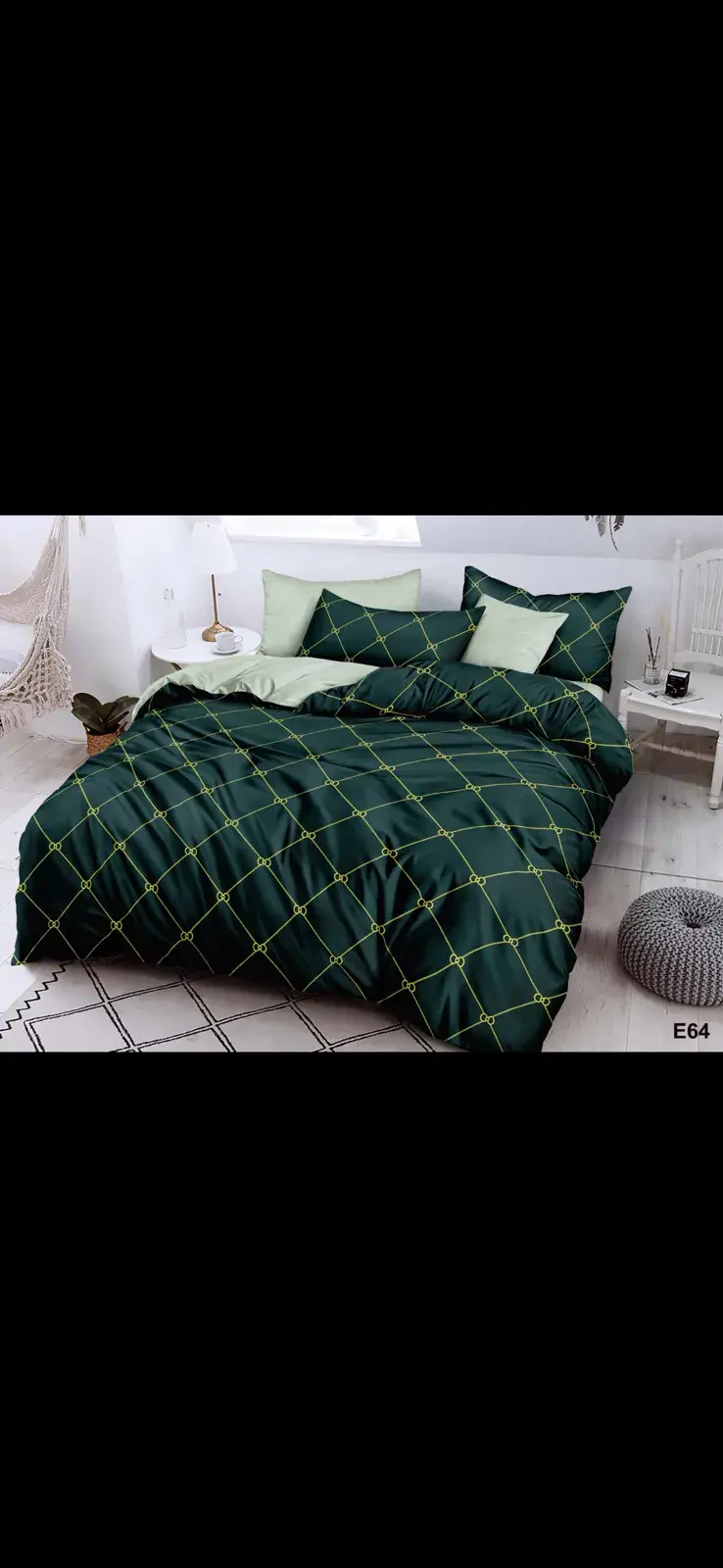 Komplet Pościel 4CZ 160/200 E54 Zielony w Kratę