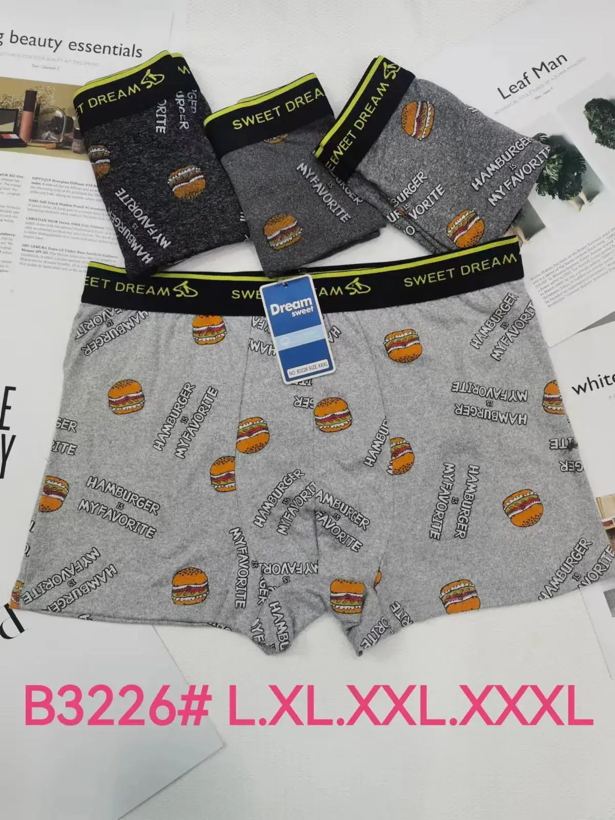 Bokserki męskie Sweet Dream B3226 L-7XL z motywem burgera