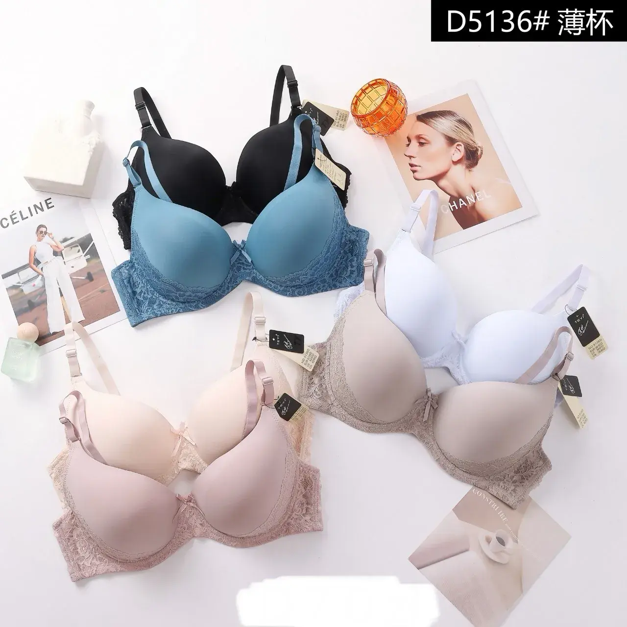 Biustonosz damski push-up bezszwowy D5136